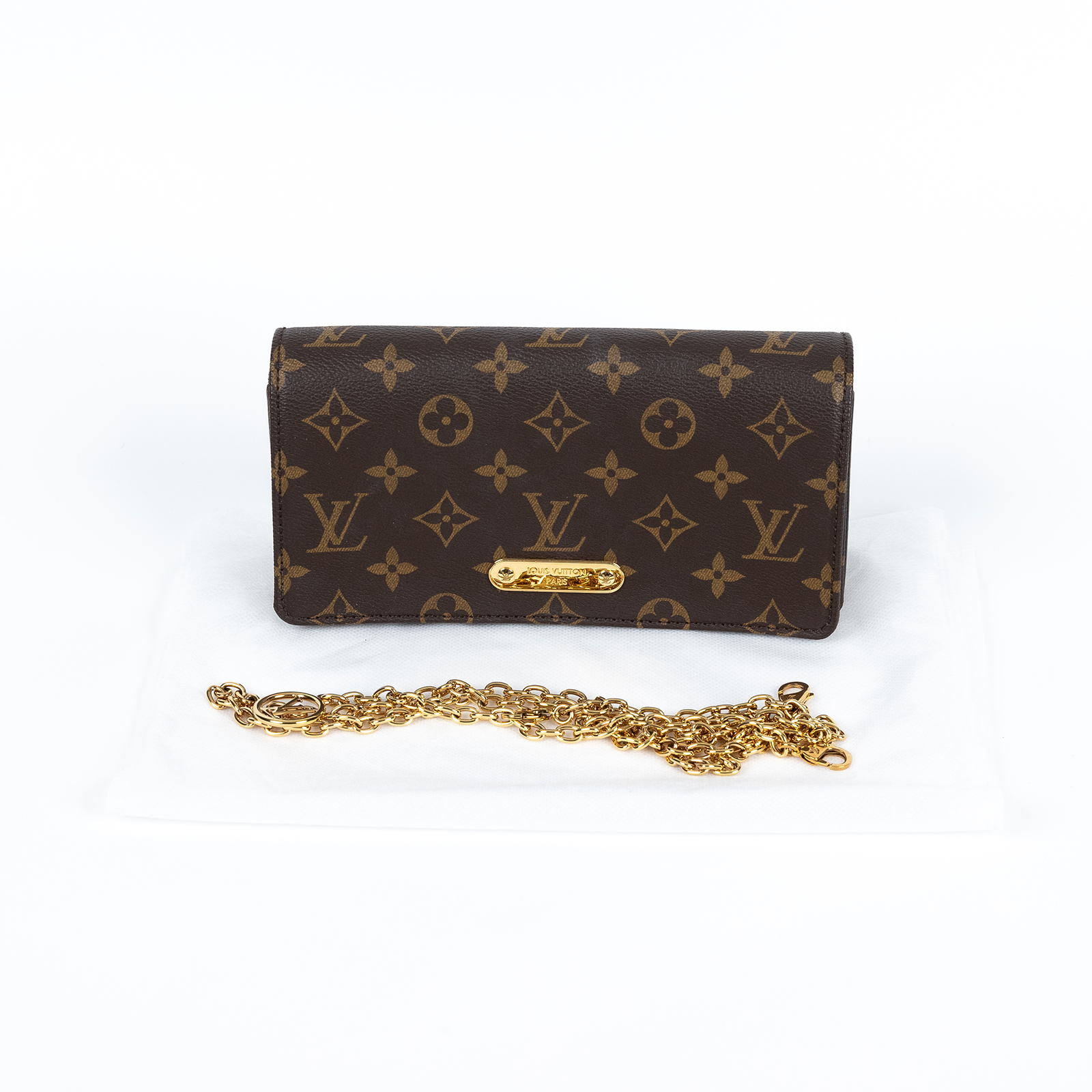 路易威登 LOUIS VUITTON Wallet On Chain Lily 三合一 斜挎包 經典原花 帆布 錢包 M82509 晶片款  鏈帶
