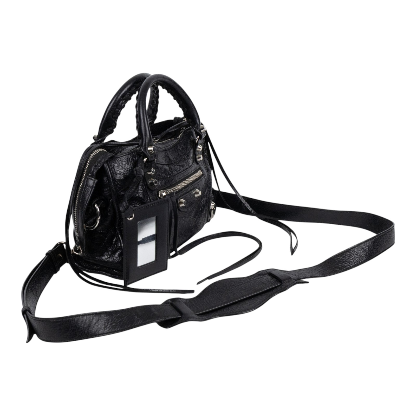 巴黎世家 BALENCIAGA Mini City 機車包 300295 黑CITY SMALL 背帶/鏡子