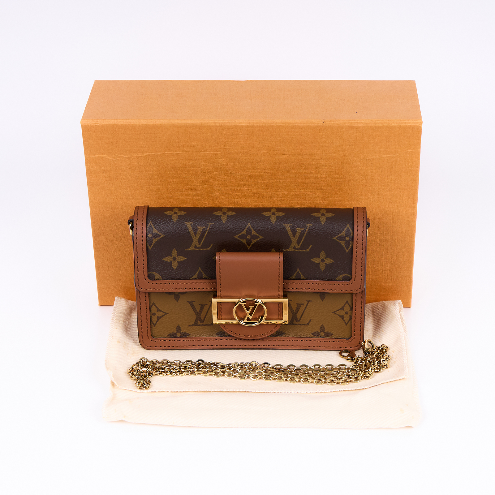 路易威登 LOUIS VUITTON Dauphine 鏈帶錢包 M68746 晶片款 原花DAUPHINE WOC 原廠盒子/防塵袋/背帶