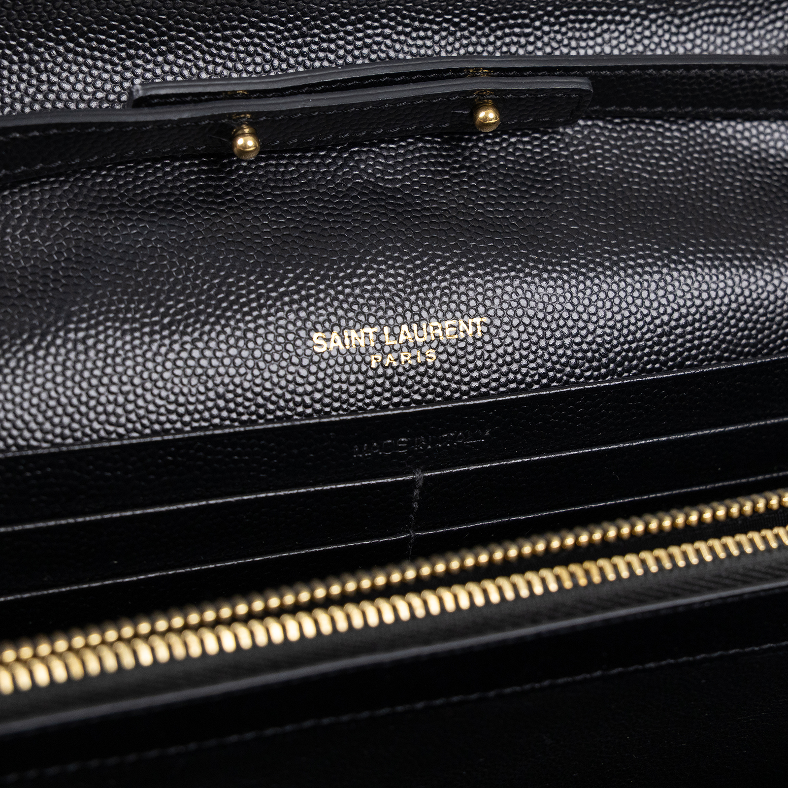 聖羅蘭 YSL SAINT LAURENT Cassandre 經典粒面皮革 鏈條 錢包 金色五金 377828BOW01  原廠盒子/防塵袋/購買證明