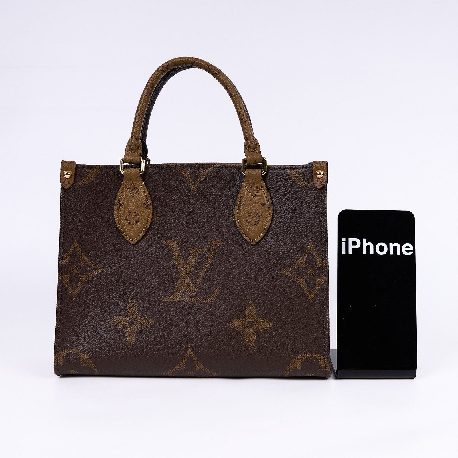 路易威登 LOUIS VUITTON OnTheGo PM 雙色帆布 手提 斜背包 M46373 晶片款 原花ON THE GO PM 防塵袋/背帶/零錢包