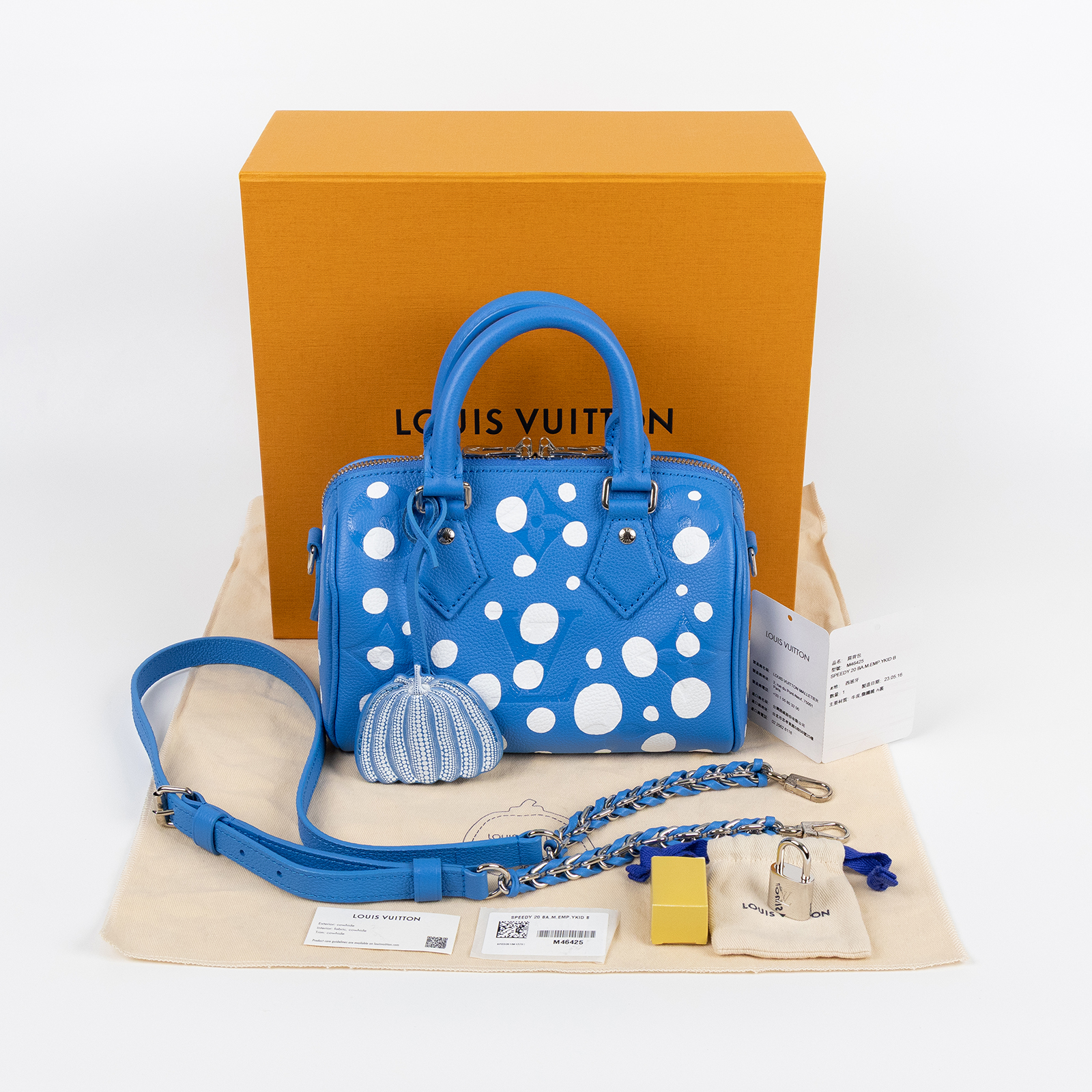 路易威登 LOUIS VUITTON Speedy Bandoulière 20 草間彌生 手提包 肩背包 斜背包 M46425 晶片款  原廠盒子/防塵袋/吊牌/鑰匙/鎖頭