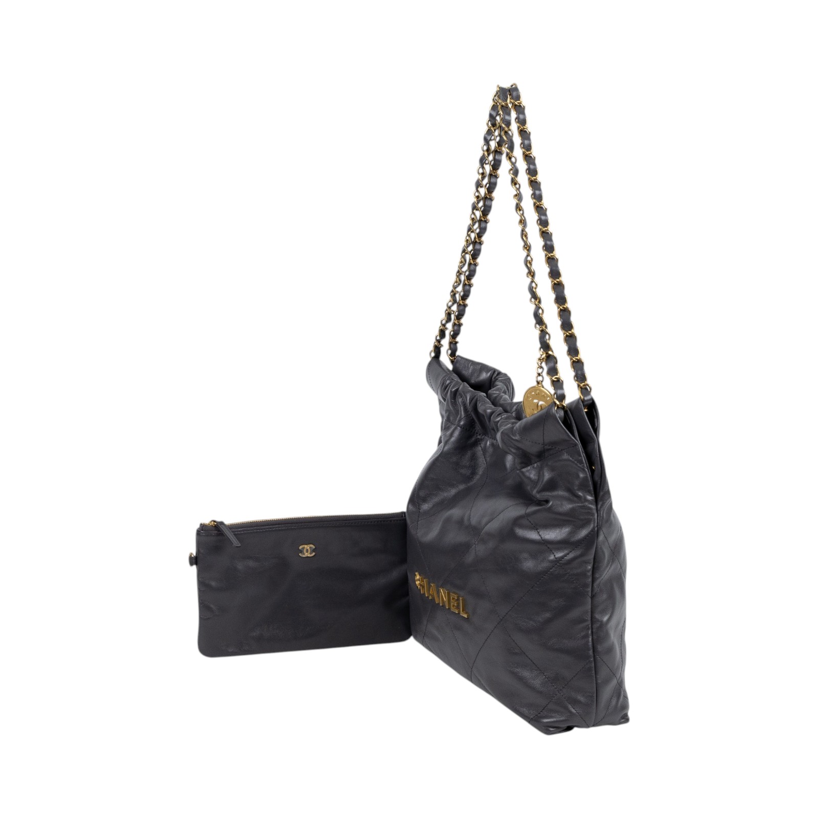 香奈兒 CHANEL 22 小型 流浪包 肩背包 AS3260 晶片款 灰金22包 小號 原廠盒子/防塵袋/內袋