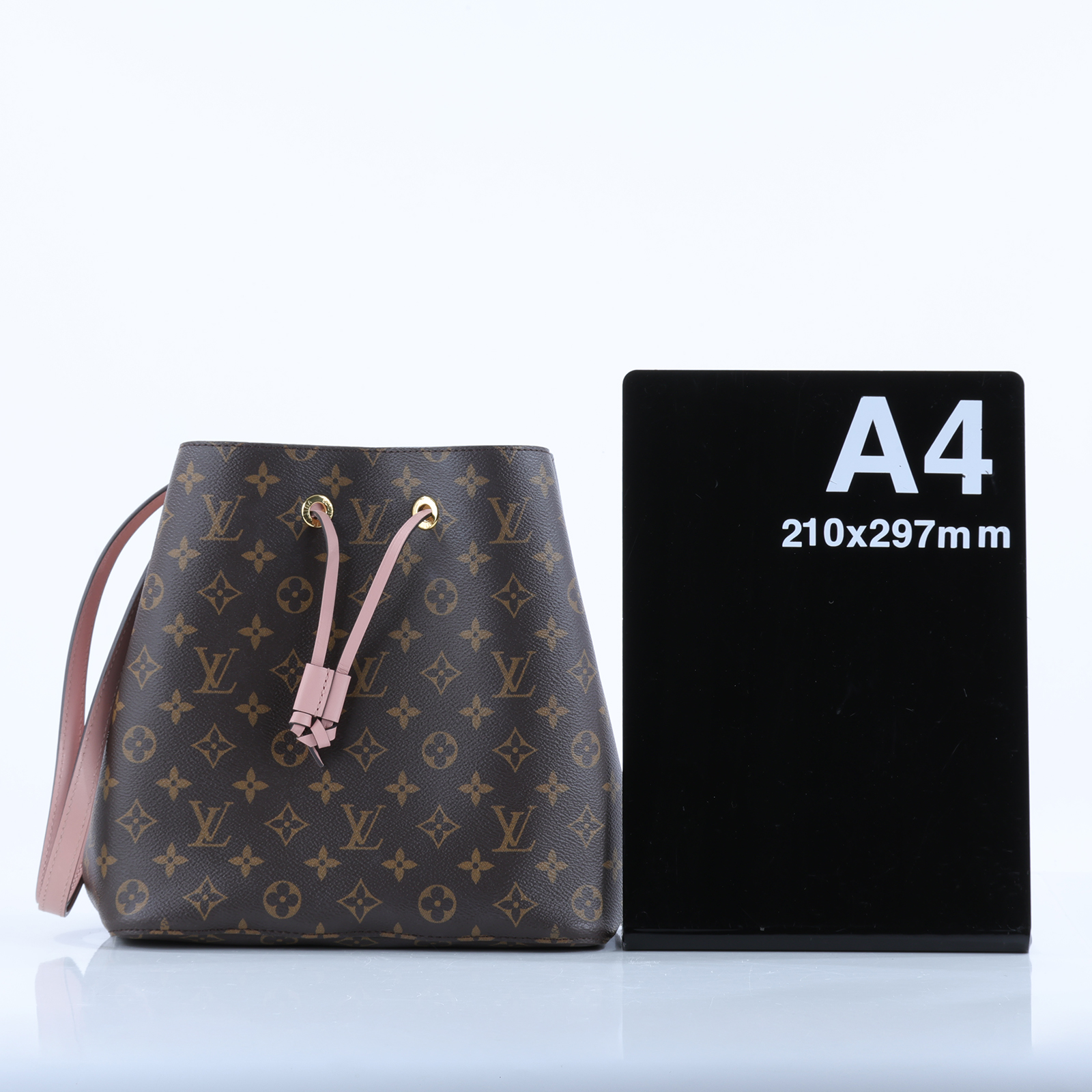 路易威登 LOUIS VUITTON NéoNoé MM 經典帆布 肩背 水桶包 粉紅色 M44022 晶片款 原花拼粉NEONOE 背帶