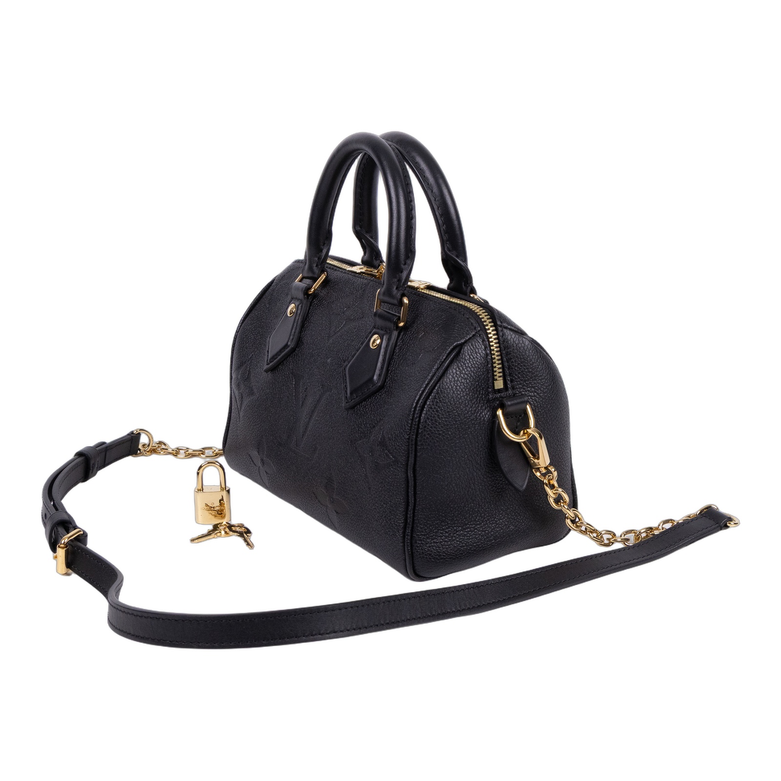 路易威登 LOUIS VUITTON Speedy Bandoulière  20 Noir 手提 斜背 波士頓包 M58953 晶片款  防塵袋/原廠盒子/購買證明/鎖頭/鑰匙/背帶