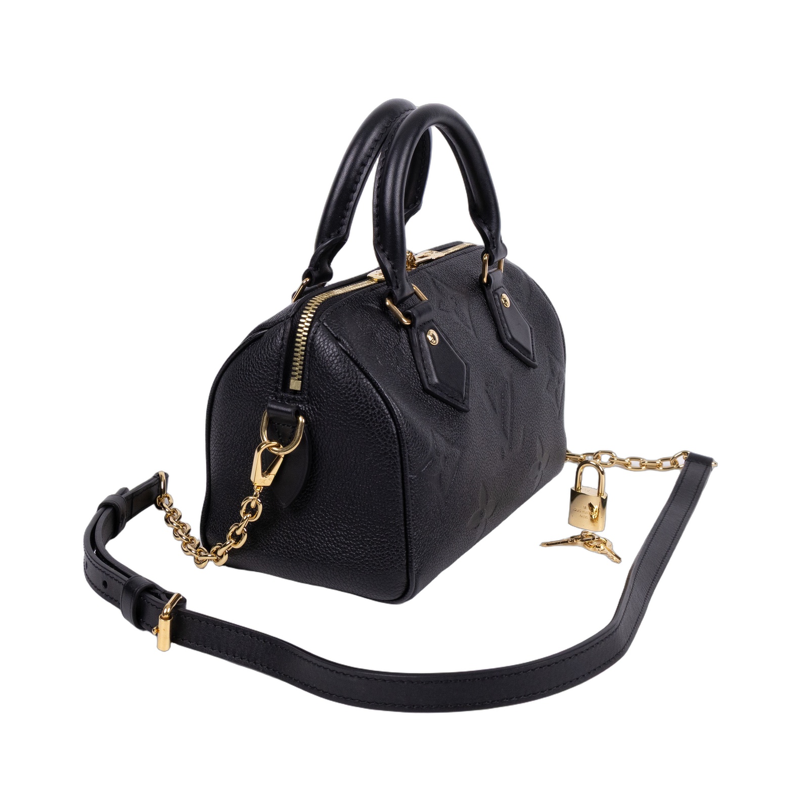 路易威登 LOUIS VUITTON Speedy Bandoulière  20 Noir 手提 斜背 波士頓包 M58953 晶片款  防塵袋/原廠盒子/購買證明/鎖頭/鑰匙/背帶