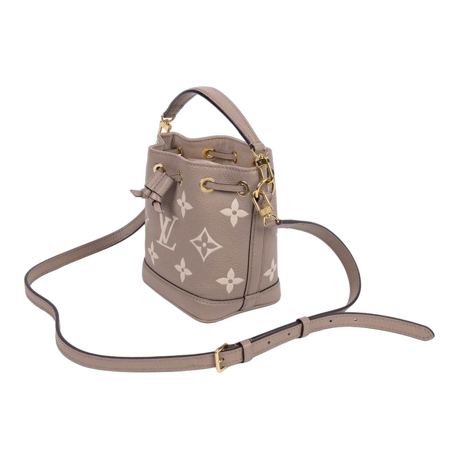 路易威登 LOUIS VUITTON Nano Noé 束口水桶包 Tourterelle 灰色 Cream色 M46291 晶片款  背帶X2