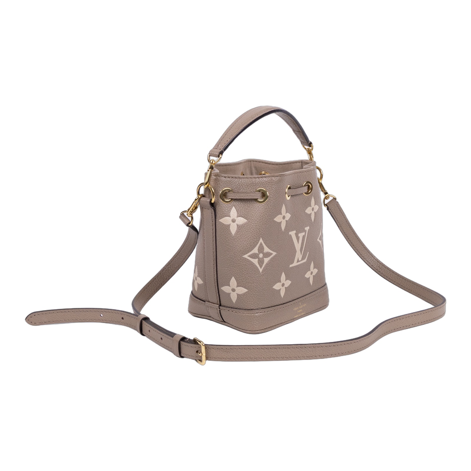 路易威登 LOUIS VUITTON Nano Noé 束口水桶包 Tourterelle 灰色 Cream色 M46291 晶片款  背帶X2