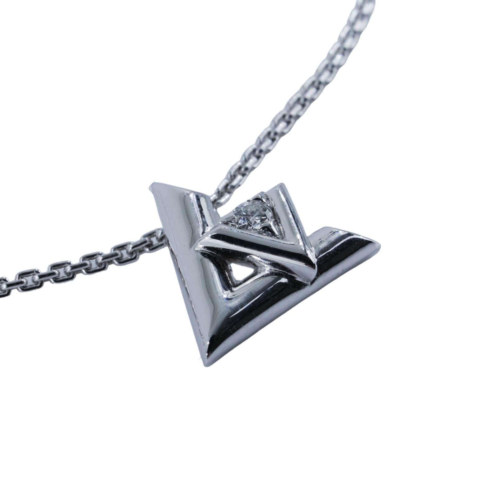 路易威登 LOUIS VUITTON LV Volt One 白K金配鑽石 小型 吊墜 項鍊 Q93806  原廠盒子/防塵袋/保書/購買證明