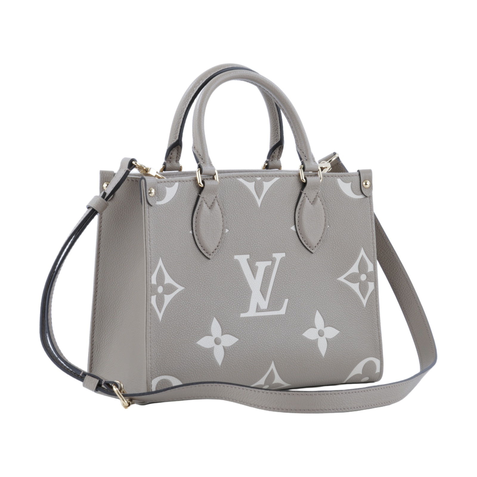 路易威登 LOUIS VUITTON OnTheGo PM 手提 肩背包 雙色 斑鳩米色 奶油色  M45779 晶片款  原廠盒子/防塵袋/背帶/購買證明