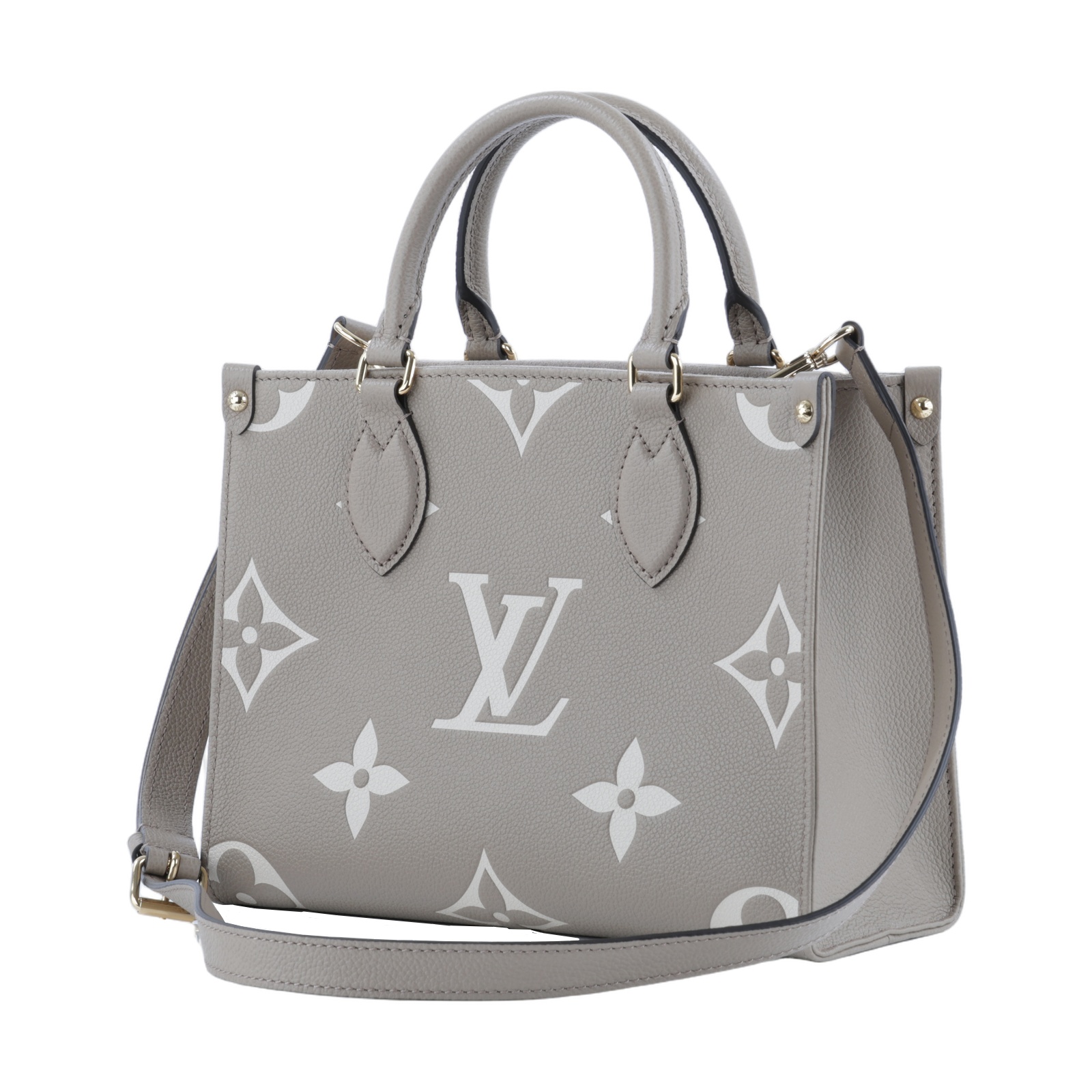 路易威登 LOUIS VUITTON OnTheGo PM 手提 肩背包 雙色 斑鳩米色 奶油色  M45779 晶片款  原廠盒子/防塵袋/背帶/購買證明