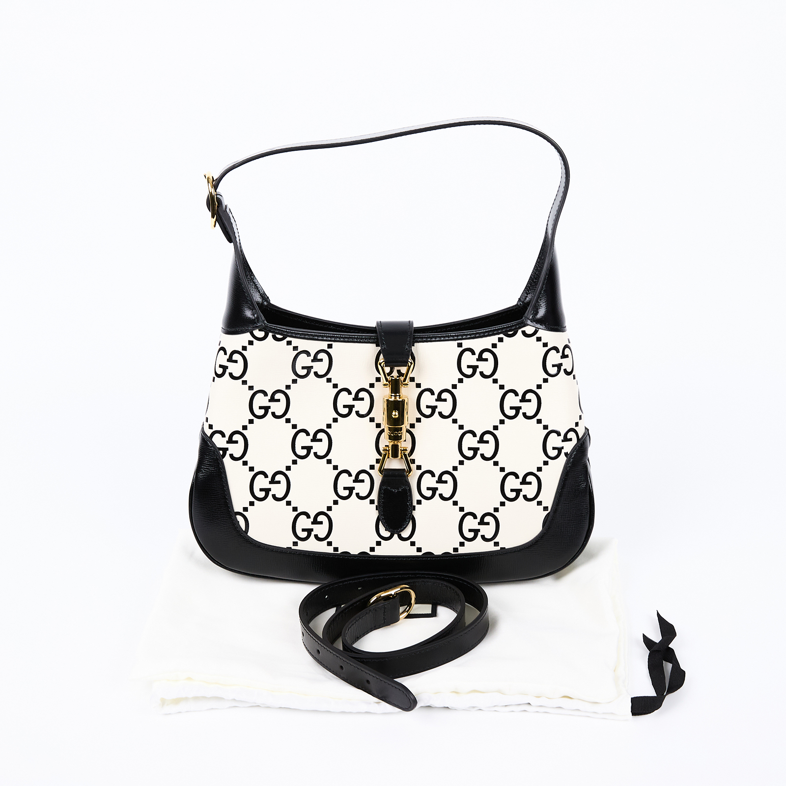 古馳 GUCCI Jackie 1961 小型 肩揹袋 636706 UGMBG 黑白GG JACKIE 1961 SMALL 防塵袋/背帶