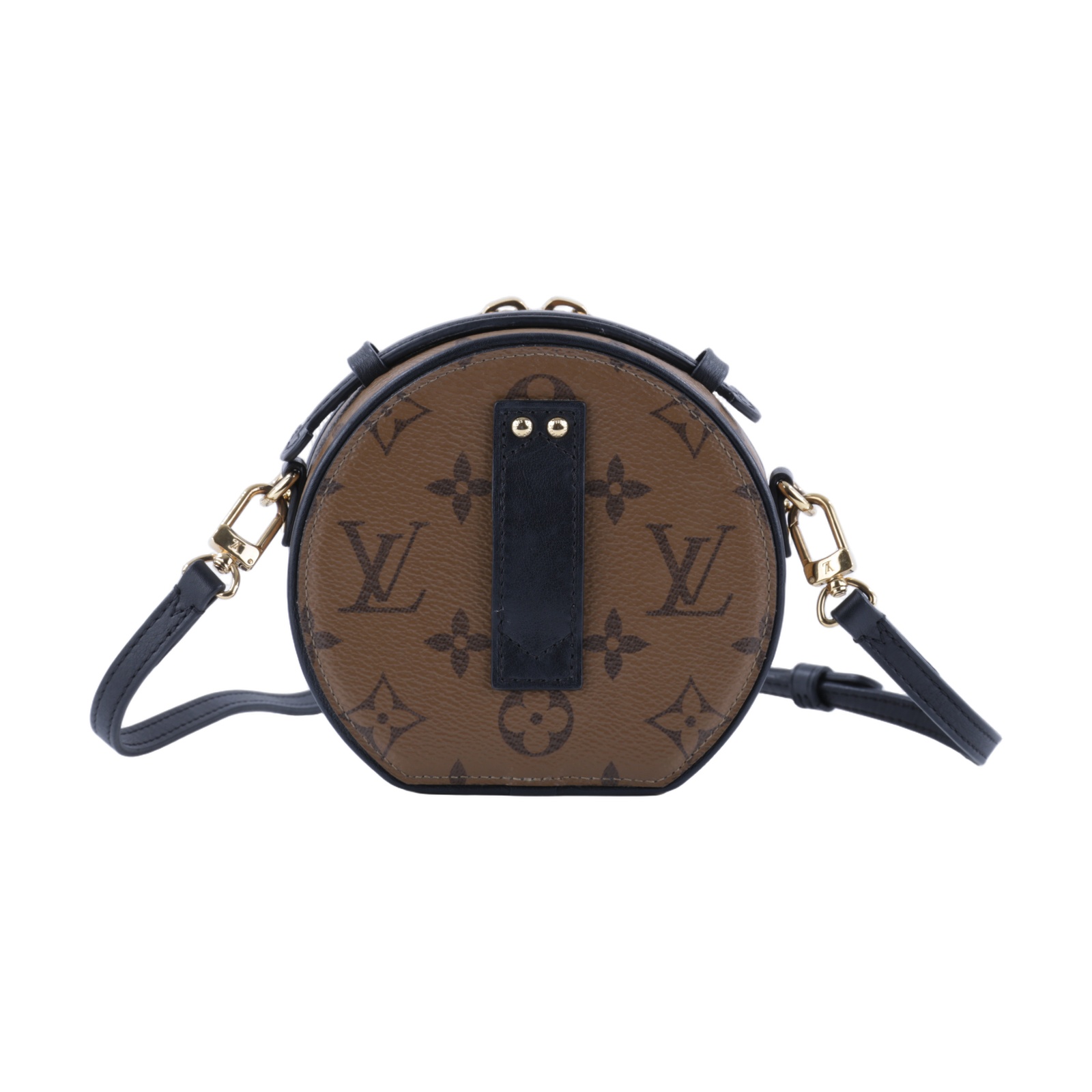 路易威登 LOUIS VUITTON Mini Boîte Chapeau 圓餅盒 Reverse 帆布 拼色 單肩 斜挎包 M68276  背帶