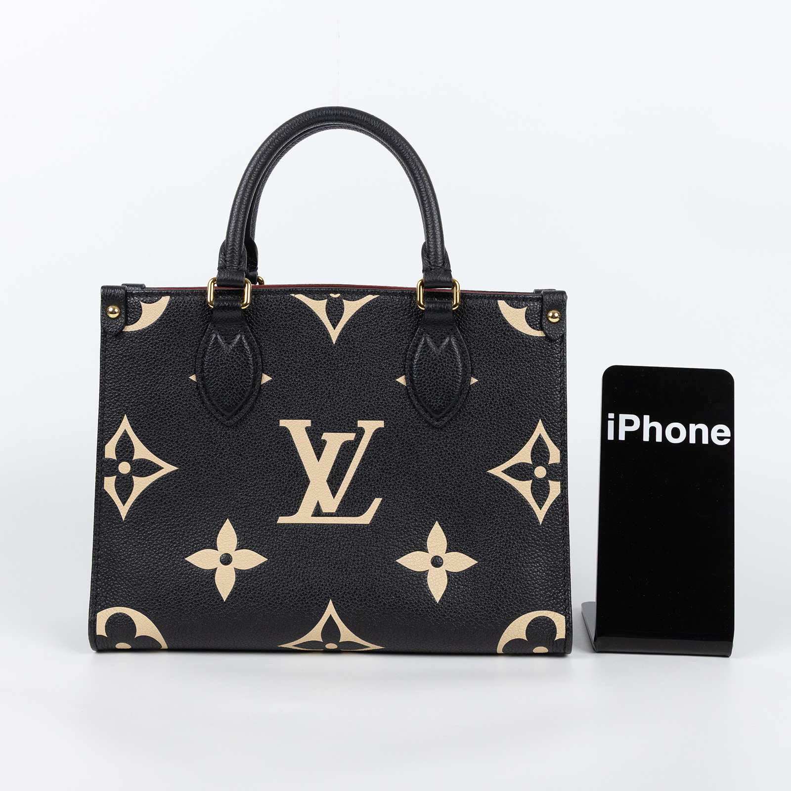 路易威登 LOUIS VUITTON OnTheGo PM 手提 肩背包 雙色 黑色 米白色  M45659 晶片款 黑米雙色ONTHEGO PM 防塵袋/背帶