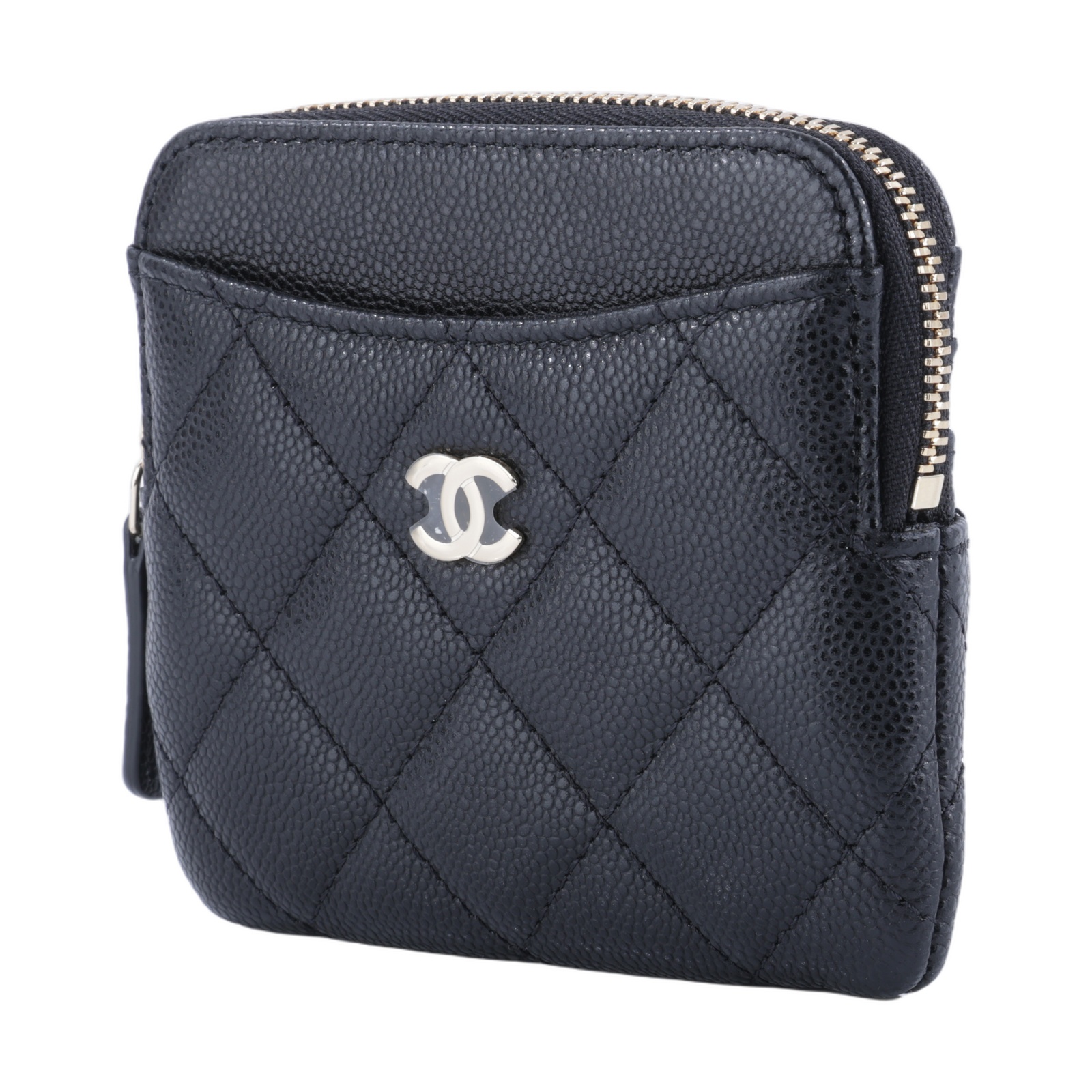 香奈兒 CHANEL CC Logo 5卡 拉鍊 零錢包 AP2061 晶片款 黑金荔枝吐司零錢包 防塵袋