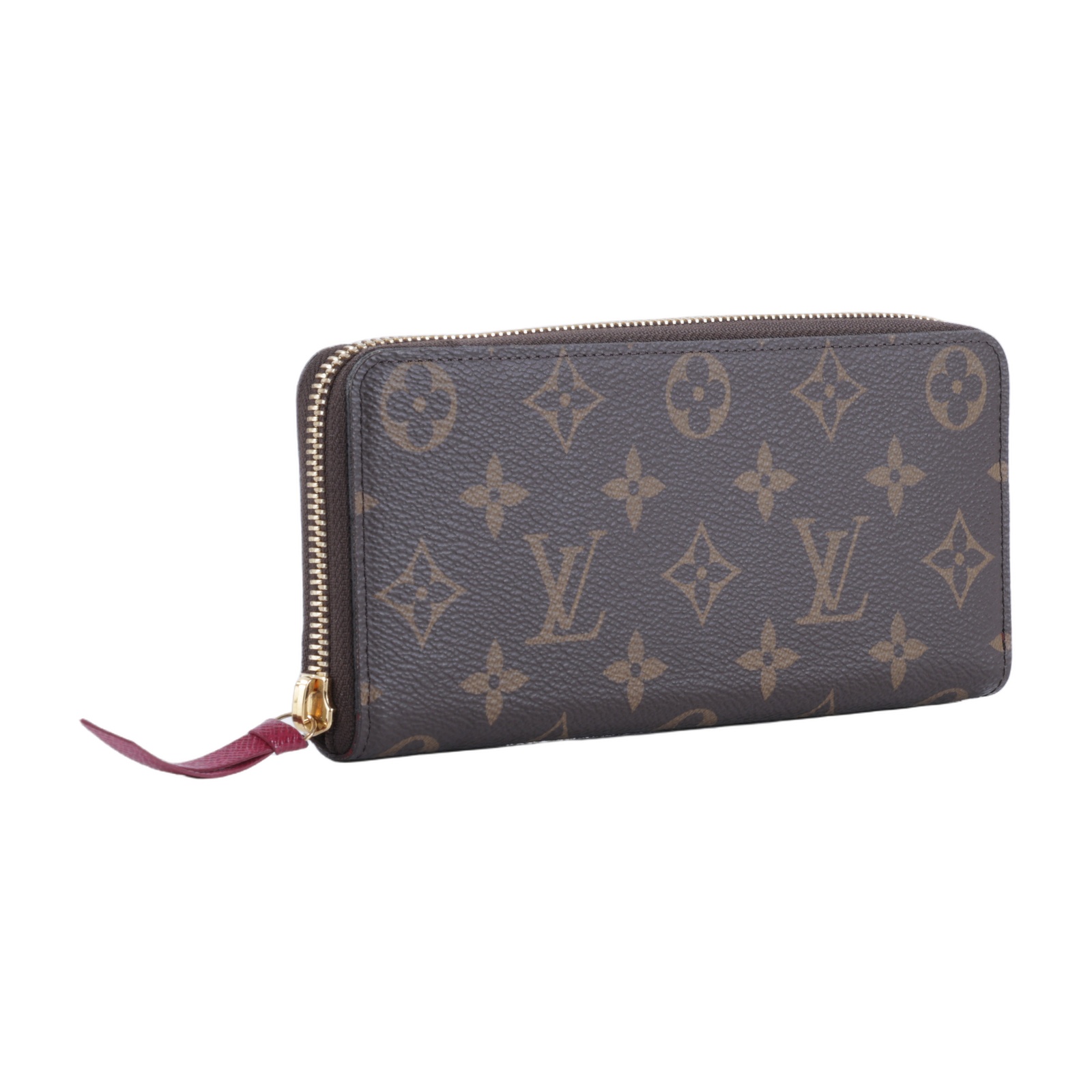 路易威登 LOUIS VUITTON Clémence 錢包 拉鍊 長夾 經典帆布 紫紅色 M60742 晶片款 原花拼紫紅Clémence拉鍊長夾 無附屬品