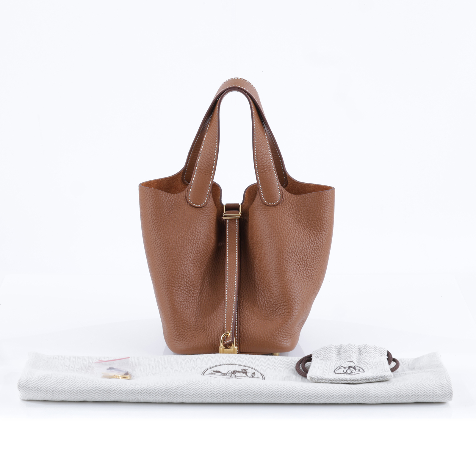 愛馬仕 Hermes Picotin Lock 18 菜籃子包 金色五金 金棕 H056289CC37 /K AK 001 MM  防塵袋/鎖組