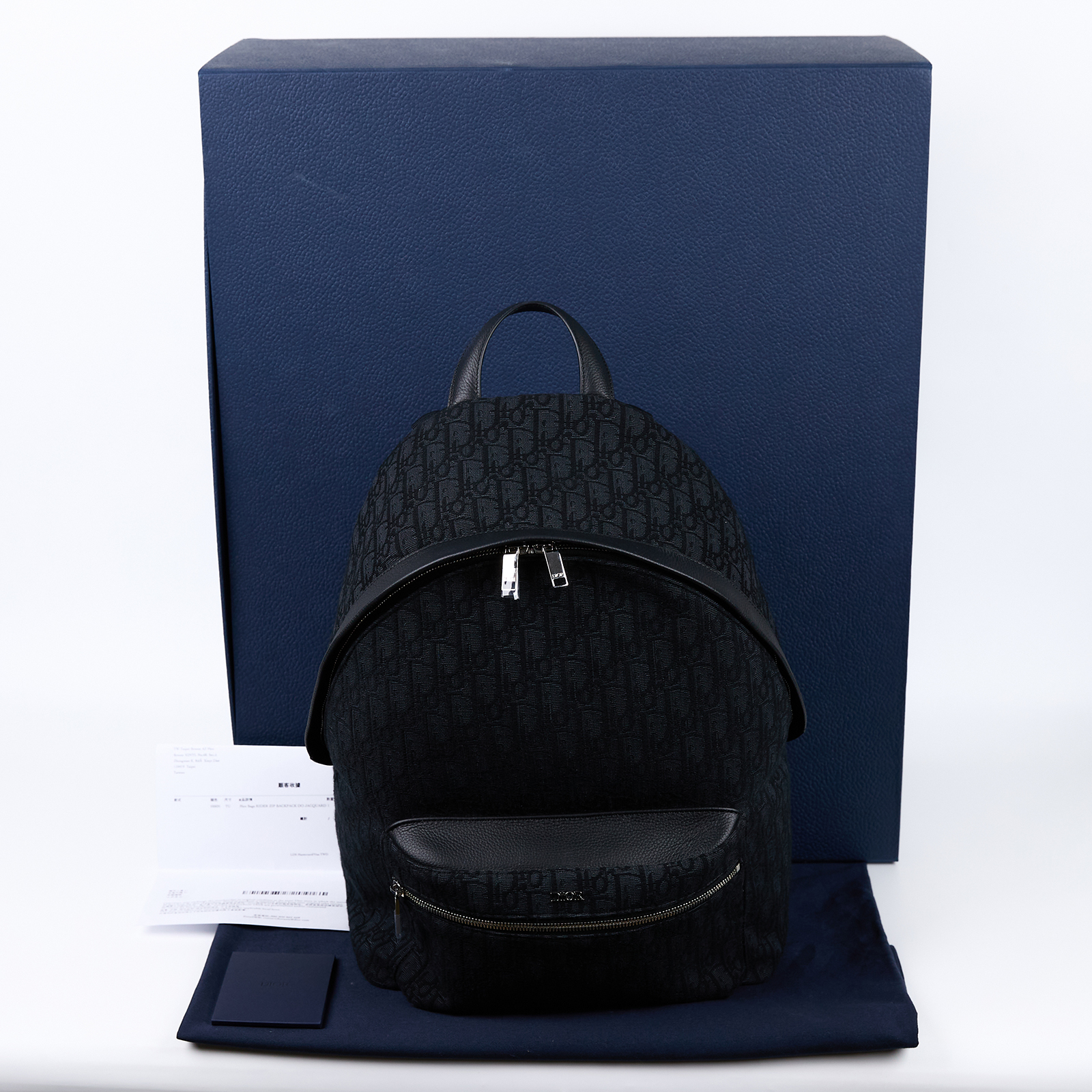 迪奧 CHRISTIAN DIOR Rider 後背包 1VOBA088YKY 黑緹花Rider 後背包 原廠盒子/防塵袋/購買證明影本