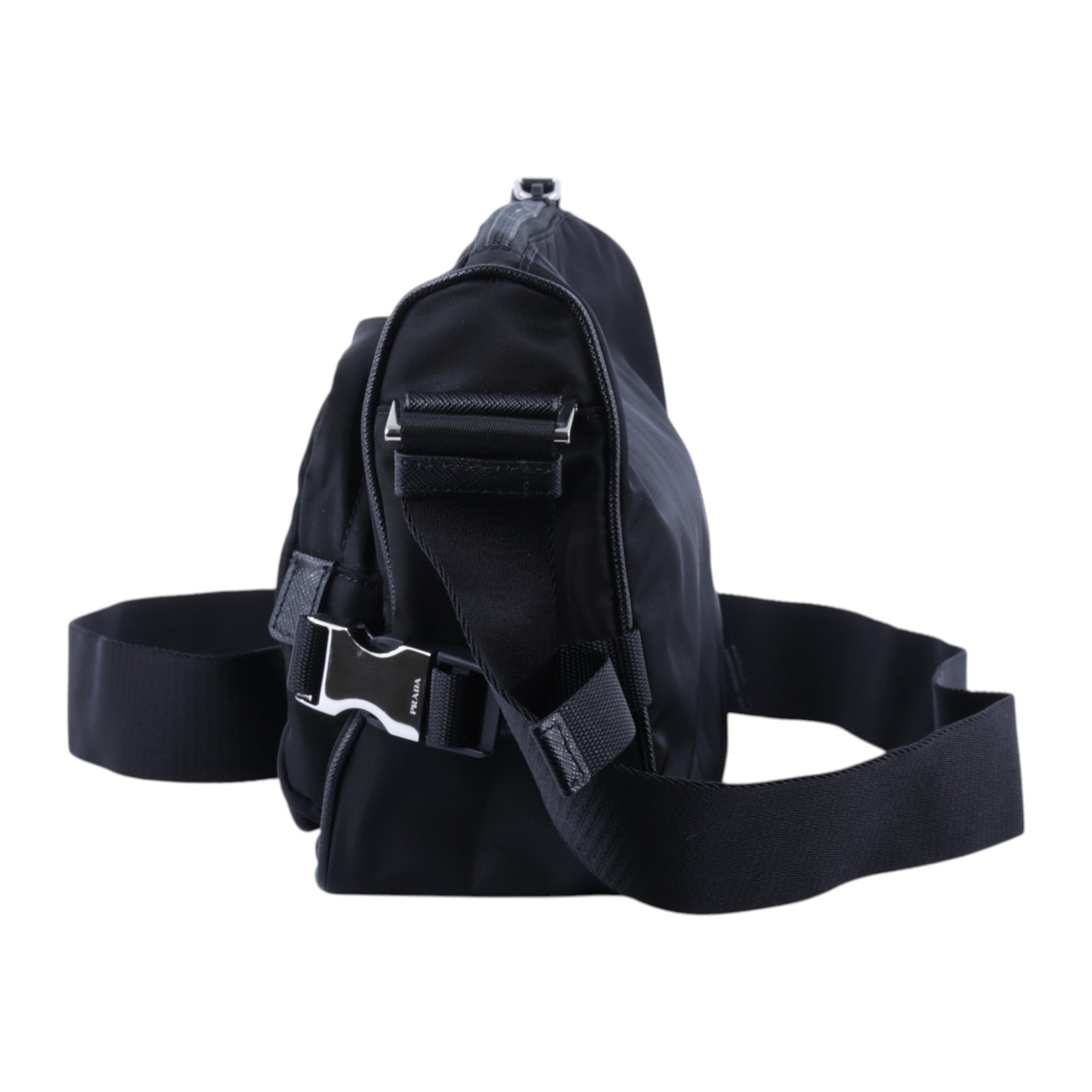 普拉達 PRADA Re-Nylon Saffiano皮革 肩背袋 中型 2VH192_2DMG 晶片款 黑Re-Nylon Saffiano中號肩背袋 防塵袋