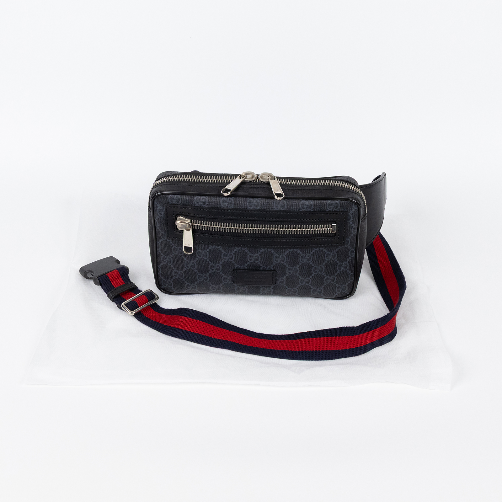 古馳 GUCCI Soft GG Supreme 腰包 胸包 斜背包 474293 K9RRN 黑GG Supreme 腰包 無附屬品