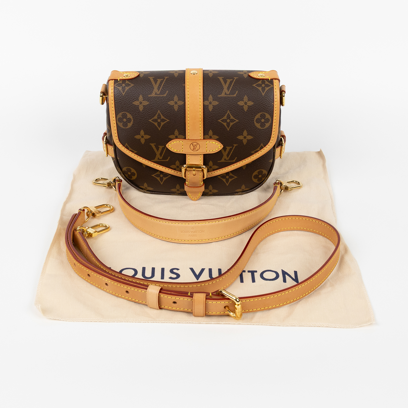 路易威登 LOUIS VUITTON Saumur BB  手提 馬鞍斜背包 M46740 晶片款 原花Saumur BB肩背包 防塵袋/背帶2