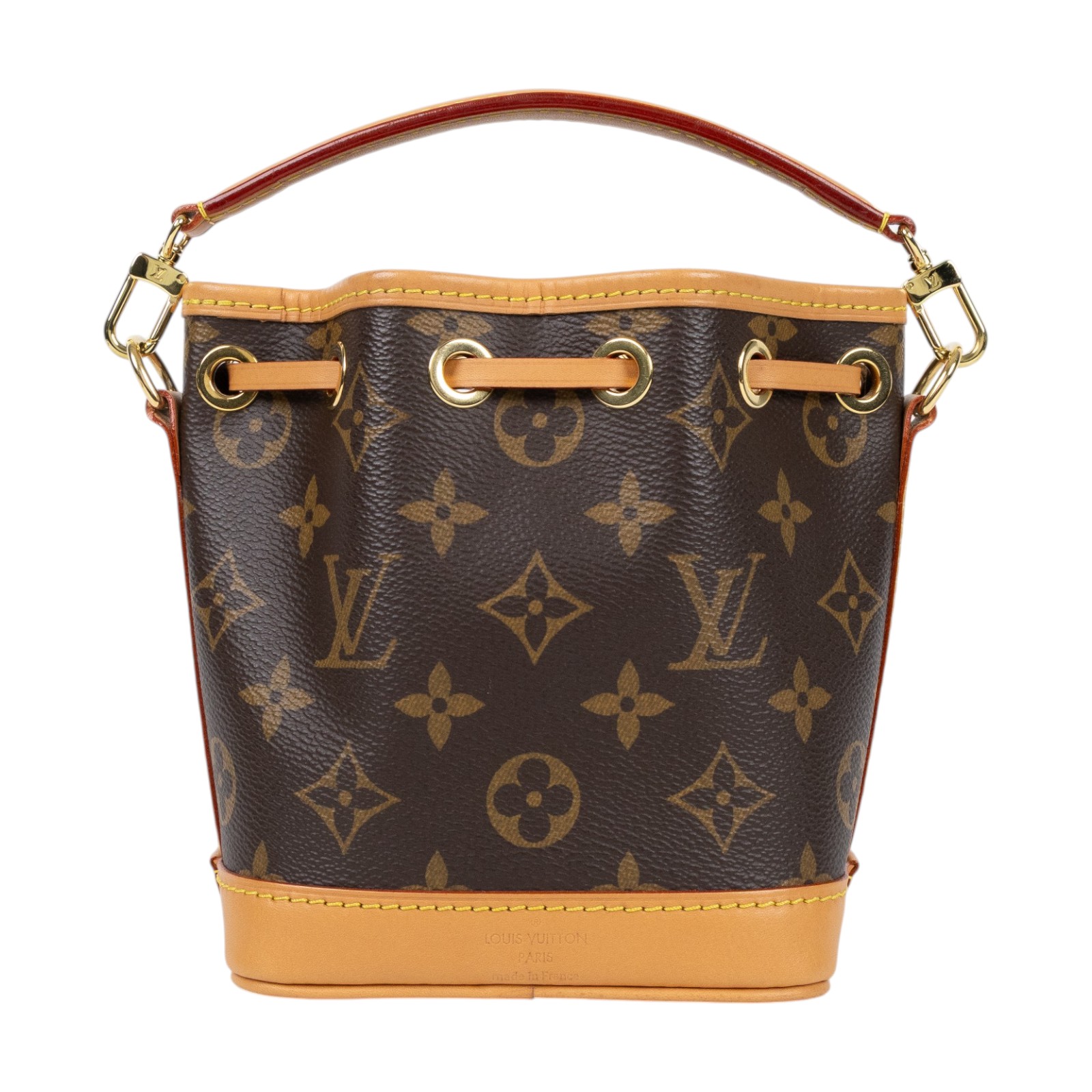 路易威登 LOUIS VUITTON Nano Noé 原花 束口水桶包 M81266 晶片款 原花 NANO NOE水桶包 原廠盒子/防塵袋/購買證明/背帶