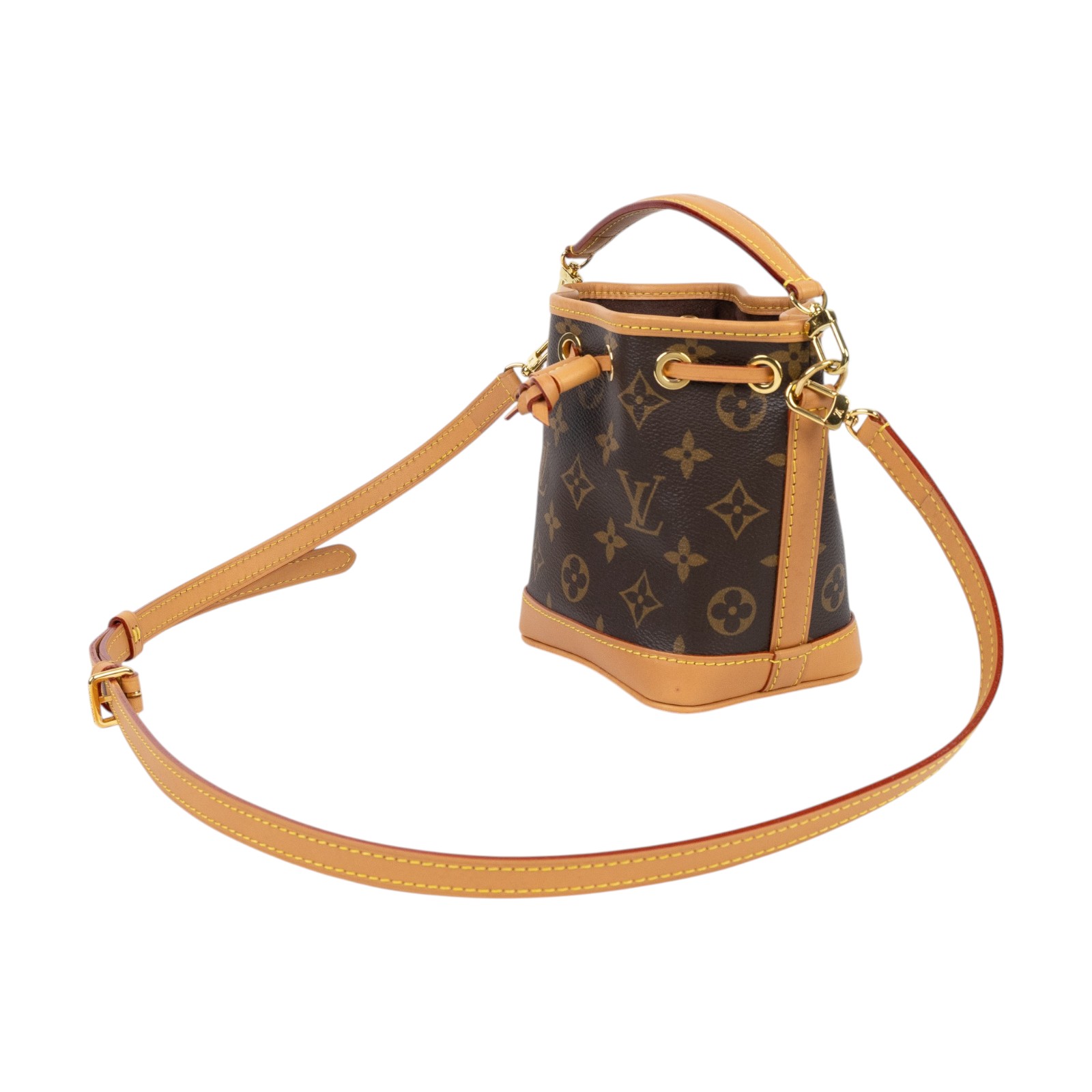 路易威登 LOUIS VUITTON Nano Noé 原花 束口水桶包 M81266 晶片款 原花 NANO NOE水桶包 原廠盒子/防塵袋/購買證明/背帶