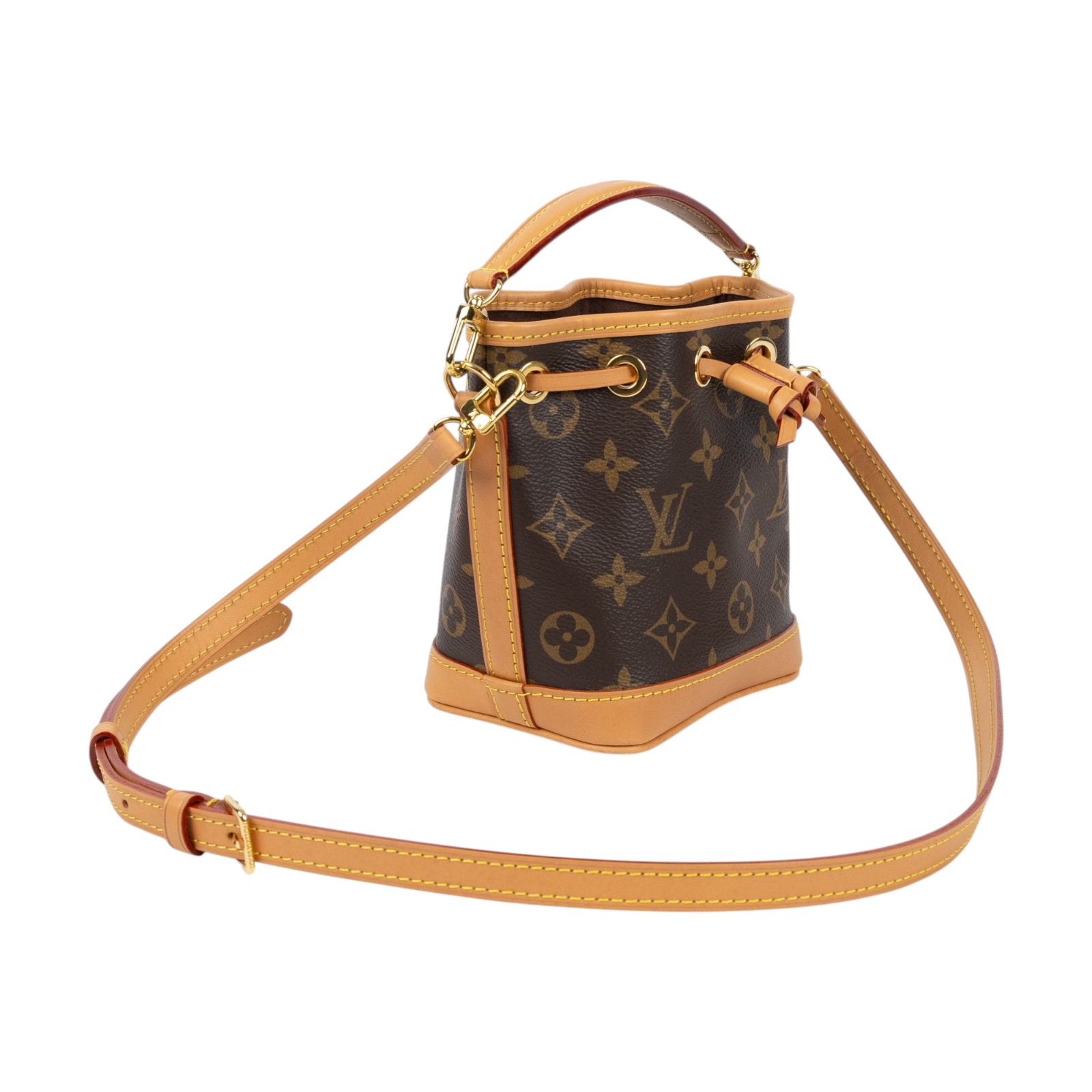 路易威登 LOUIS VUITTON Nano Noé 原花 束口水桶包 M81266 晶片款 原花 NANO NOE水桶包 原廠盒子/防塵袋/購買證明/背帶