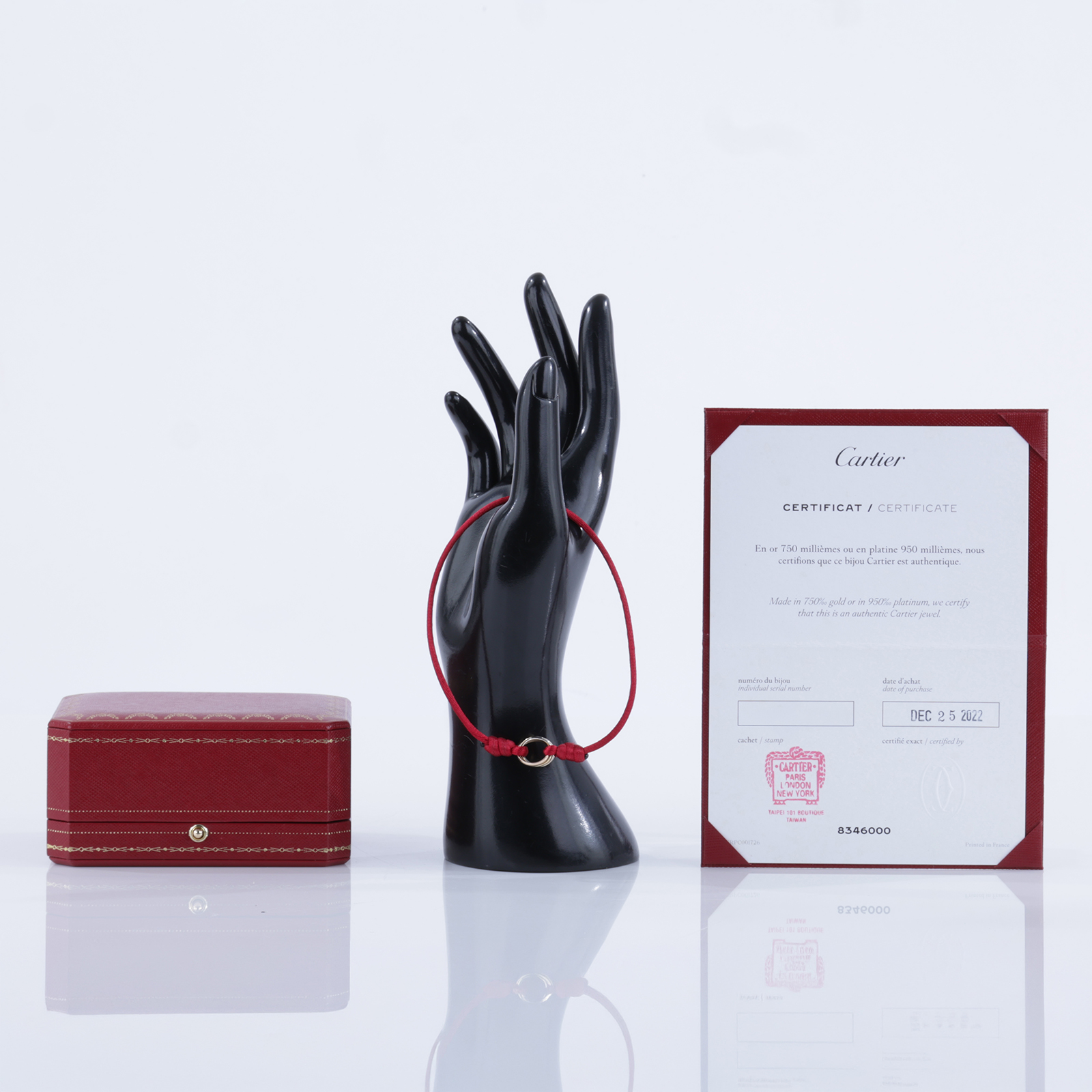 卡地亞 CARTIER Trinity 手環 B6016700 TRINITY紅棉繩手環 原廠盒子/保書