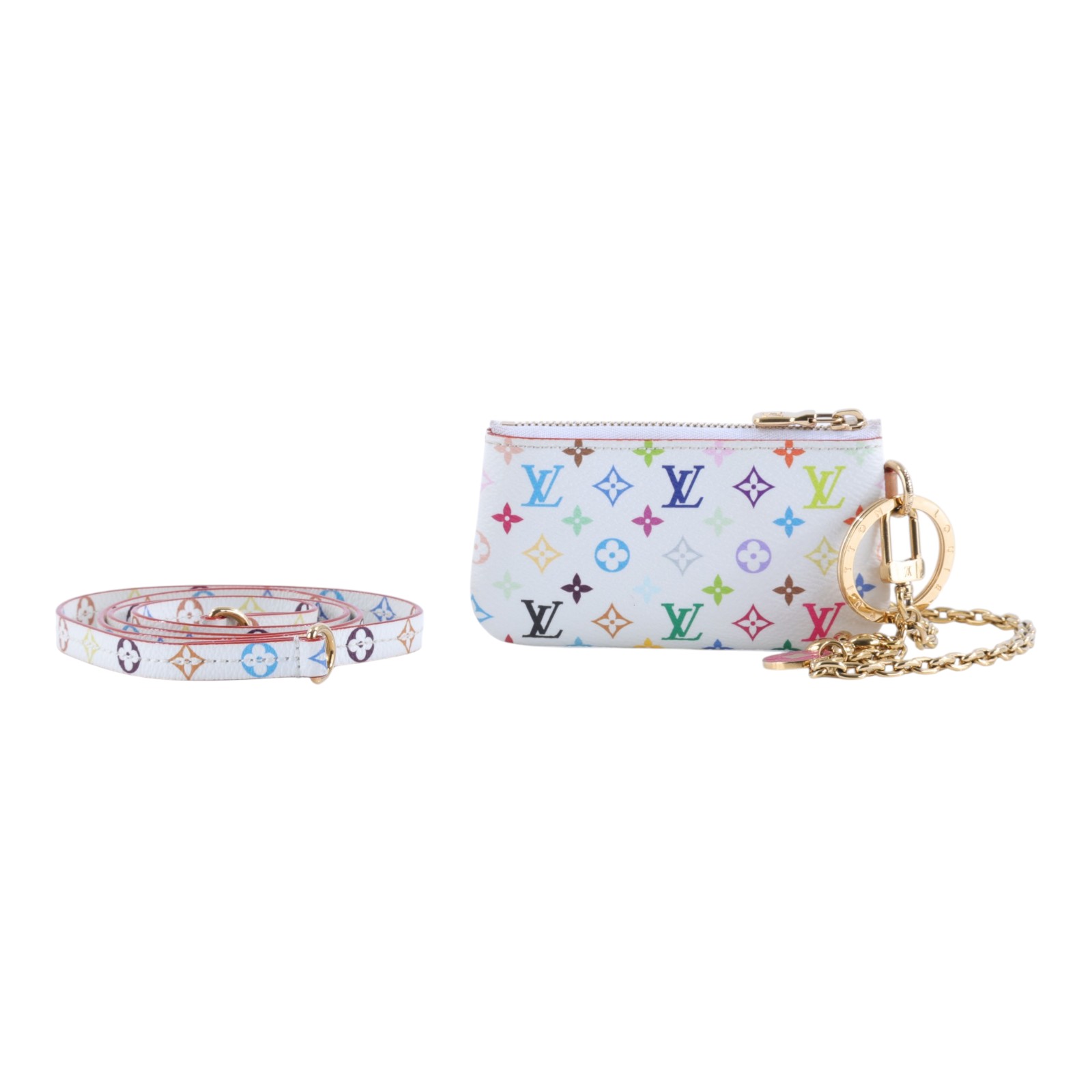 路易威登 LOUIS VUITTON LV x TM 村上隆 手機套 手機掛繩 零錢包 M14099 白彩零錢包手機掛鍊 原廠盒子