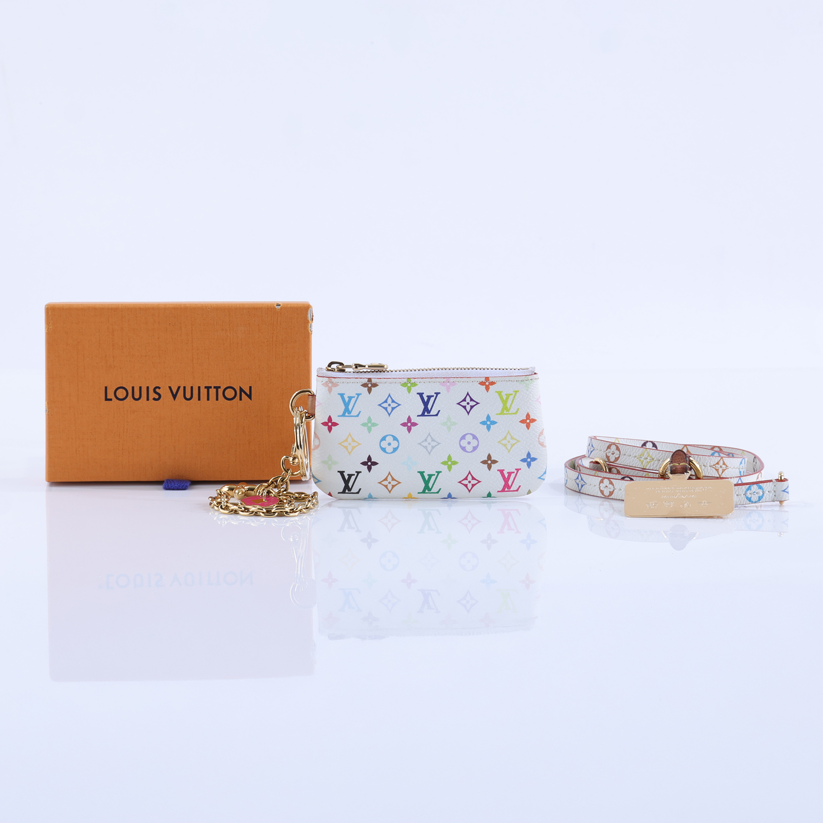 路易威登 LOUIS VUITTON LV x TM 村上隆 手機套 手機掛繩 零錢包 M14099 白彩零錢包手機掛鍊 原廠盒子
