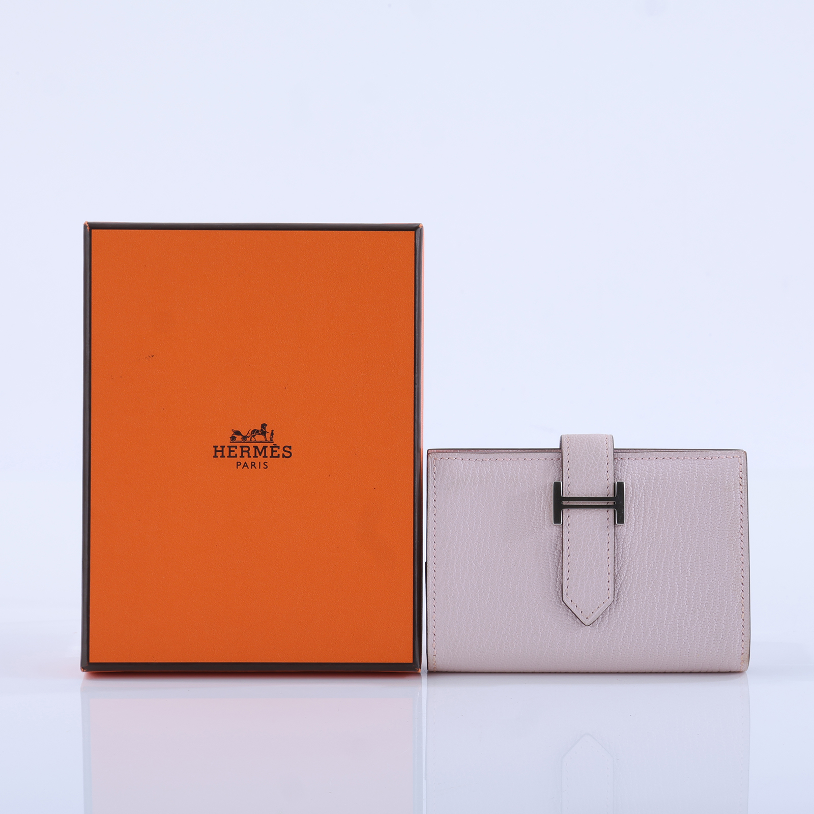 愛馬仕 Hermes Bearn Mini 短夾 BEARNMINI W US 009 IS W刻 櫻花粉MINI BEARN 原廠盒子