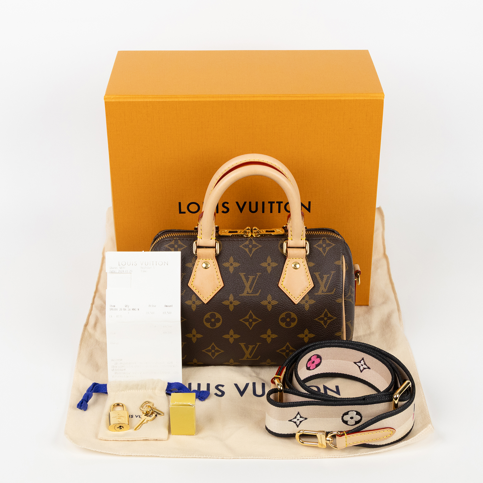 路易威登 LOUIS VUITTON Speedy Bandoulière  20 原花 手提 斜背 波士頓包 黑色 M46234 晶片款  原廠盒子/防塵袋/購買證明/背帶/鎖組