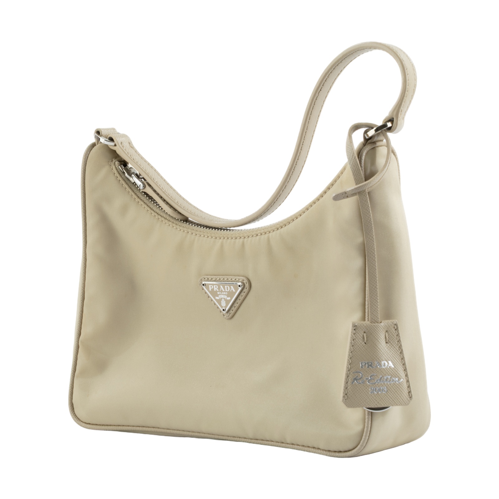 普拉達 PRADA Prada Re-Edition 環保尼龍 迷你袋 1NE204 奶茶RE-EDITION 2005腋下包 無附屬品