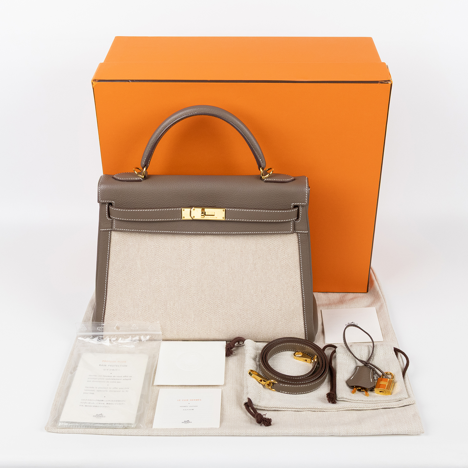 愛馬仕 Hermes Kelly Bag 凱莉包 32 KL32 口M X12  原廠盒子/防塵袋/背帶/鎖組/雨衣