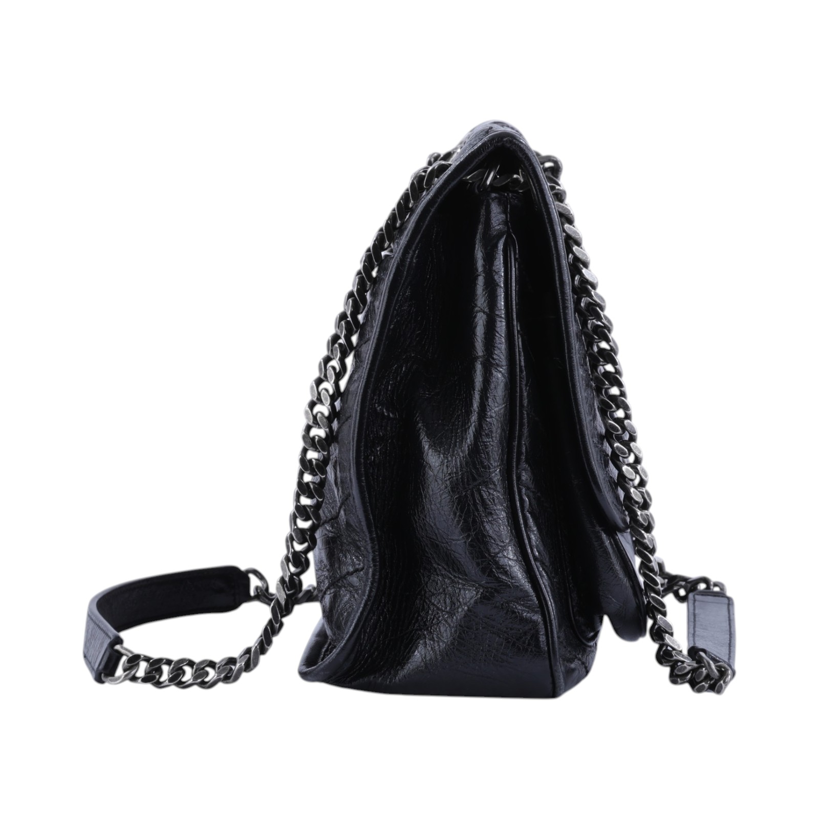 聖羅蘭 YSL SAINT LAURENT Niki 復古皮革 中型手袋 銀色五金 6331580EN04 黑NIKI中號 防塵袋