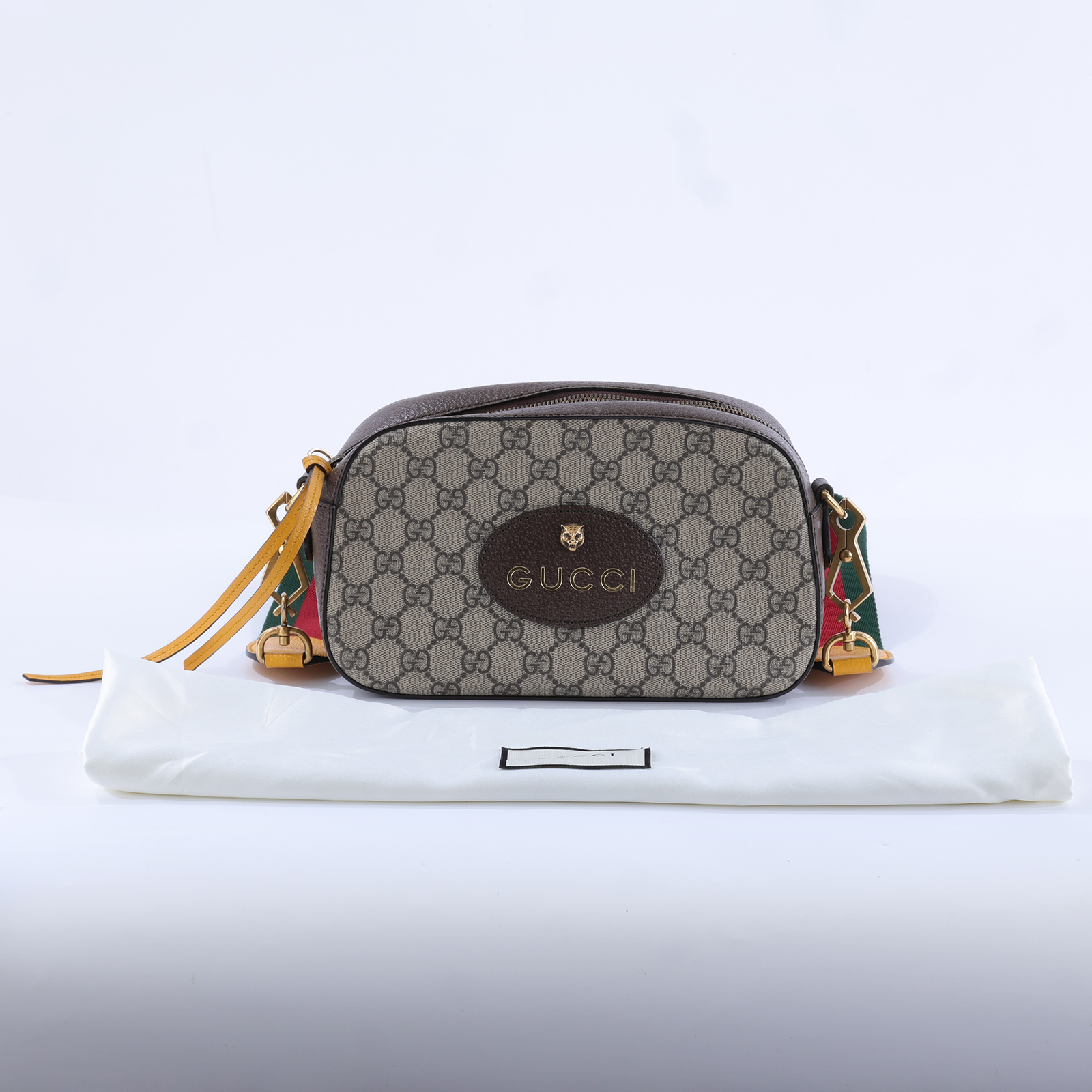 古馳 GUCCI GG 郵差袋 小型 476466 K9GVT 原花虎頭相機包 防塵袋/背帶
