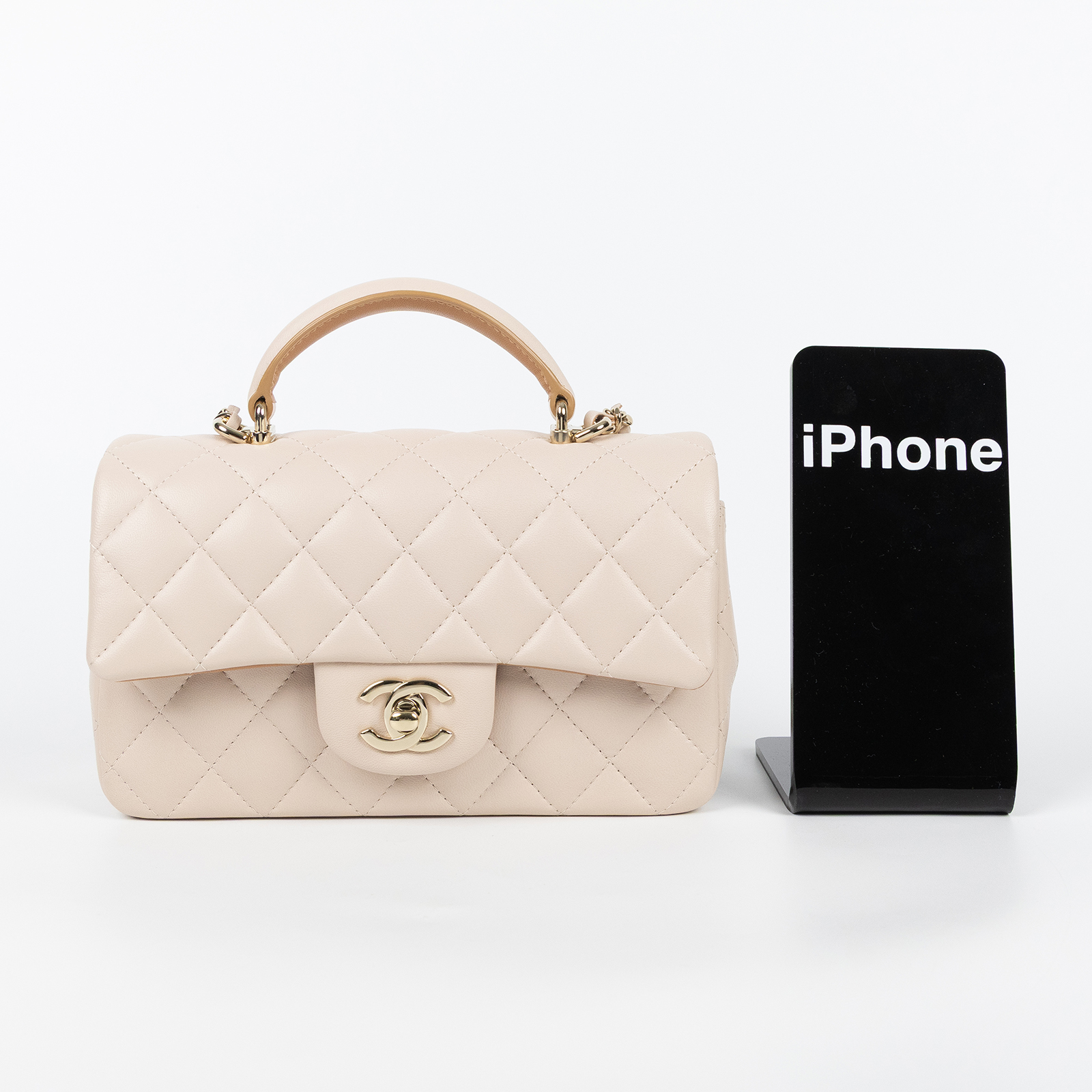 香奈兒 CHANEL Coco 20  Handle 肩背 斜背 迷你 口蓋包 AS2431 晶片款 米金羊COCO20 手把款 原廠盒子/防塵袋