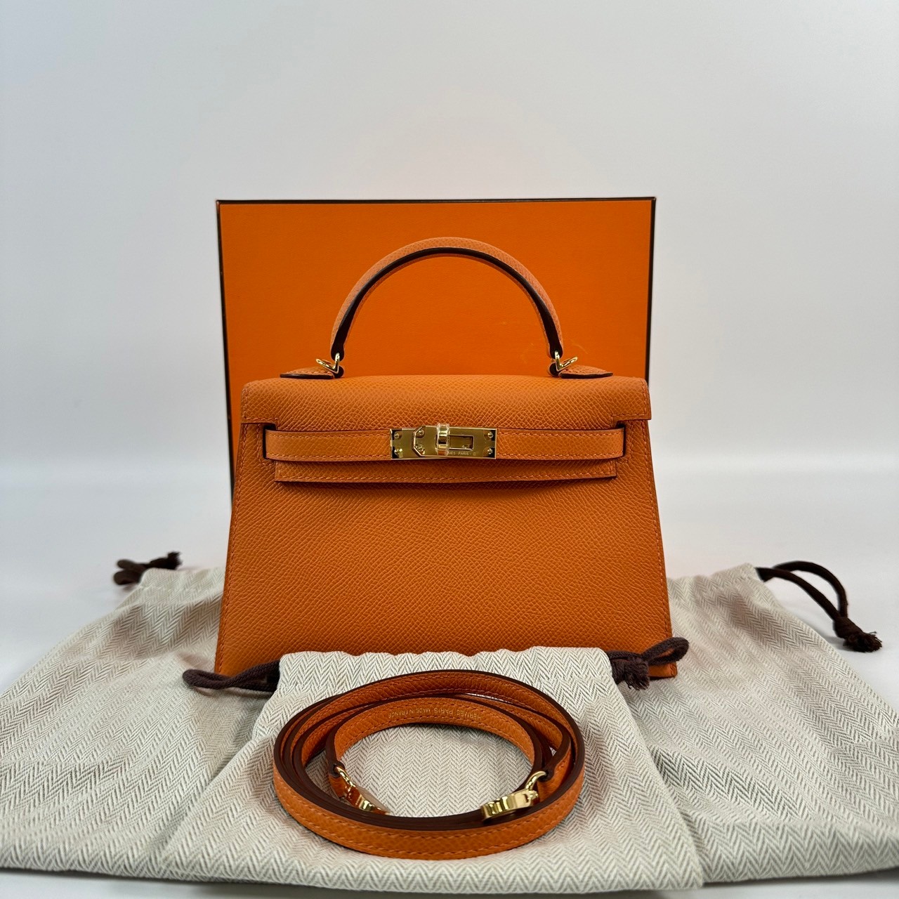愛馬仕 Hermes Kelly Bag 凱莉包 mini KLM W FI 838 GG  原廠盒子/防塵袋2/背帶