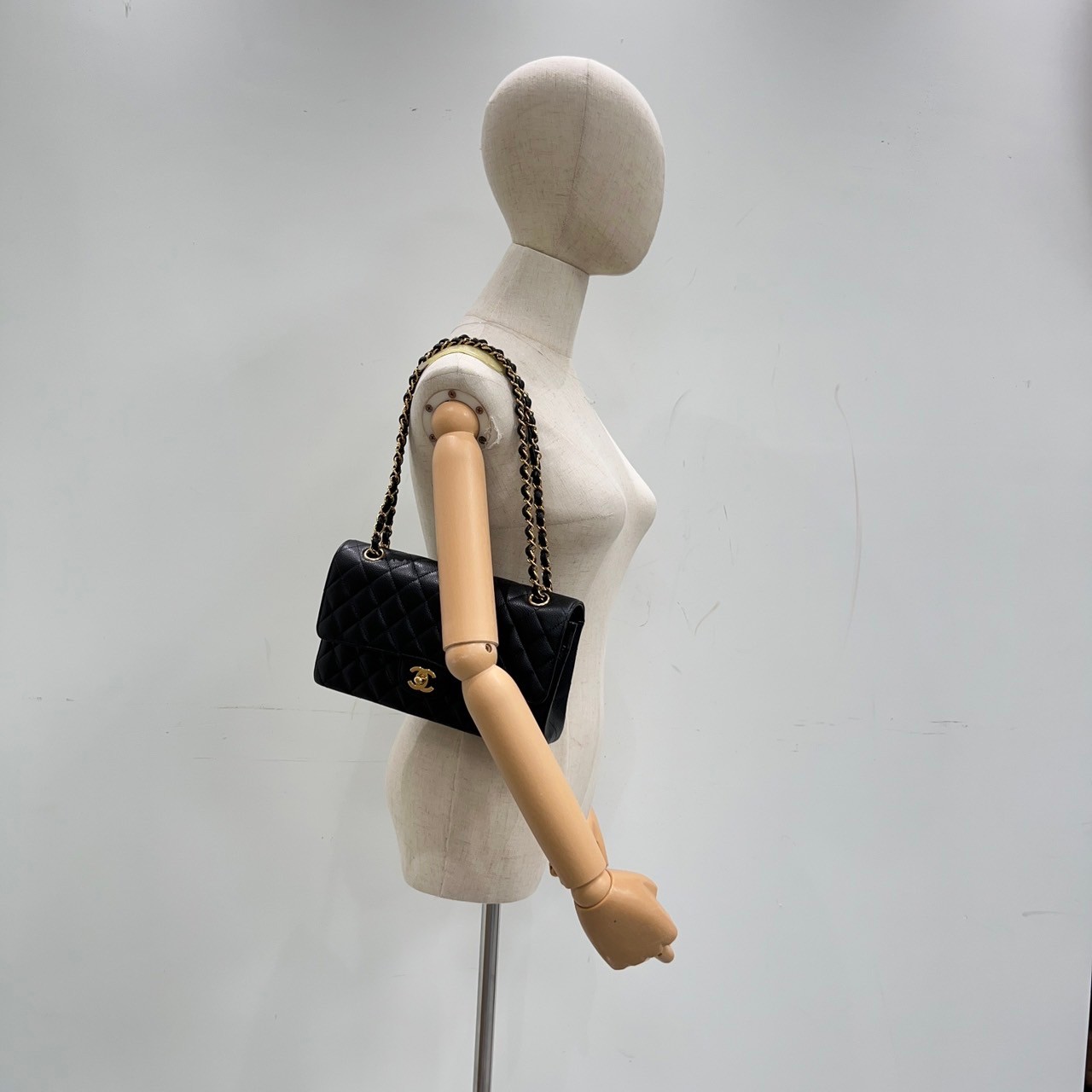 香奈兒 CHANEL CF 經典 11.12 口蓋包 A01112 晶片款 黑金荔枝牛COCO25 原廠盒子/防塵袋/購買證明/發票