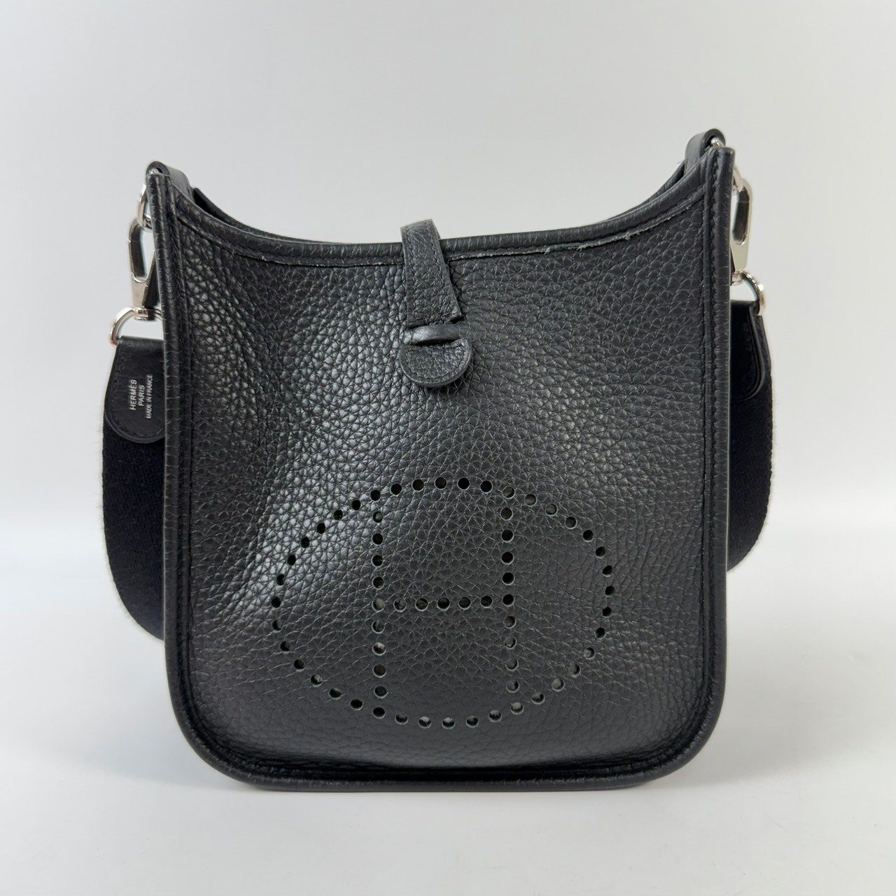 愛馬仕 Hermes Evelyne Bag 伊芙琳包 TPM EVTPM U BS 005 ZB U刻 黑銀EVELYNE 18 原廠盒子/防塵袋/背帶