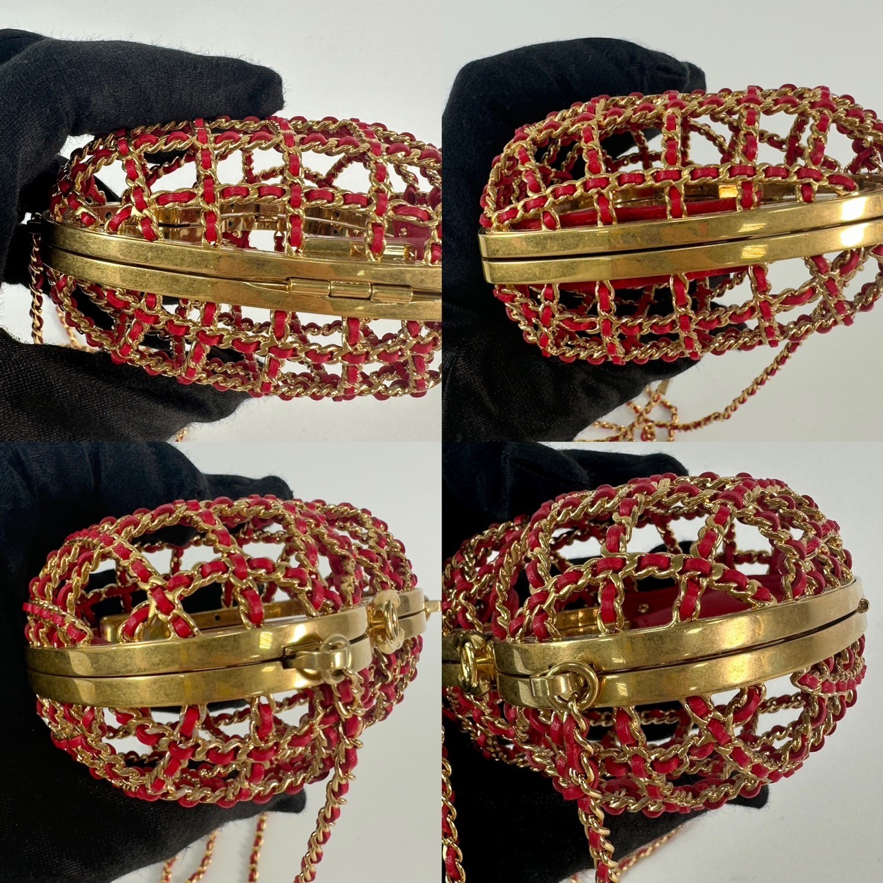 香奈兒 CHANEL 愛心型 晚宴包  晶片款 鏤空皮穿鍊愛心包 原廠盒子/防塵袋