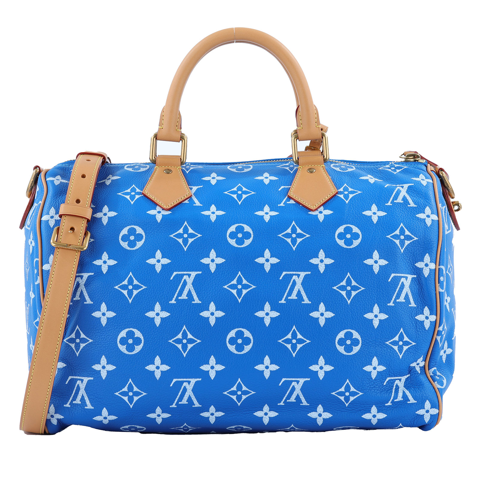 路易威登 LOUIS VUITTON Speedy P9 Bandoulière 40 波士頓包 手提包 藍色 M24418 晶片款  防塵袋3/背帶/內袋/吊牌/鎖組/購買證明/內襯