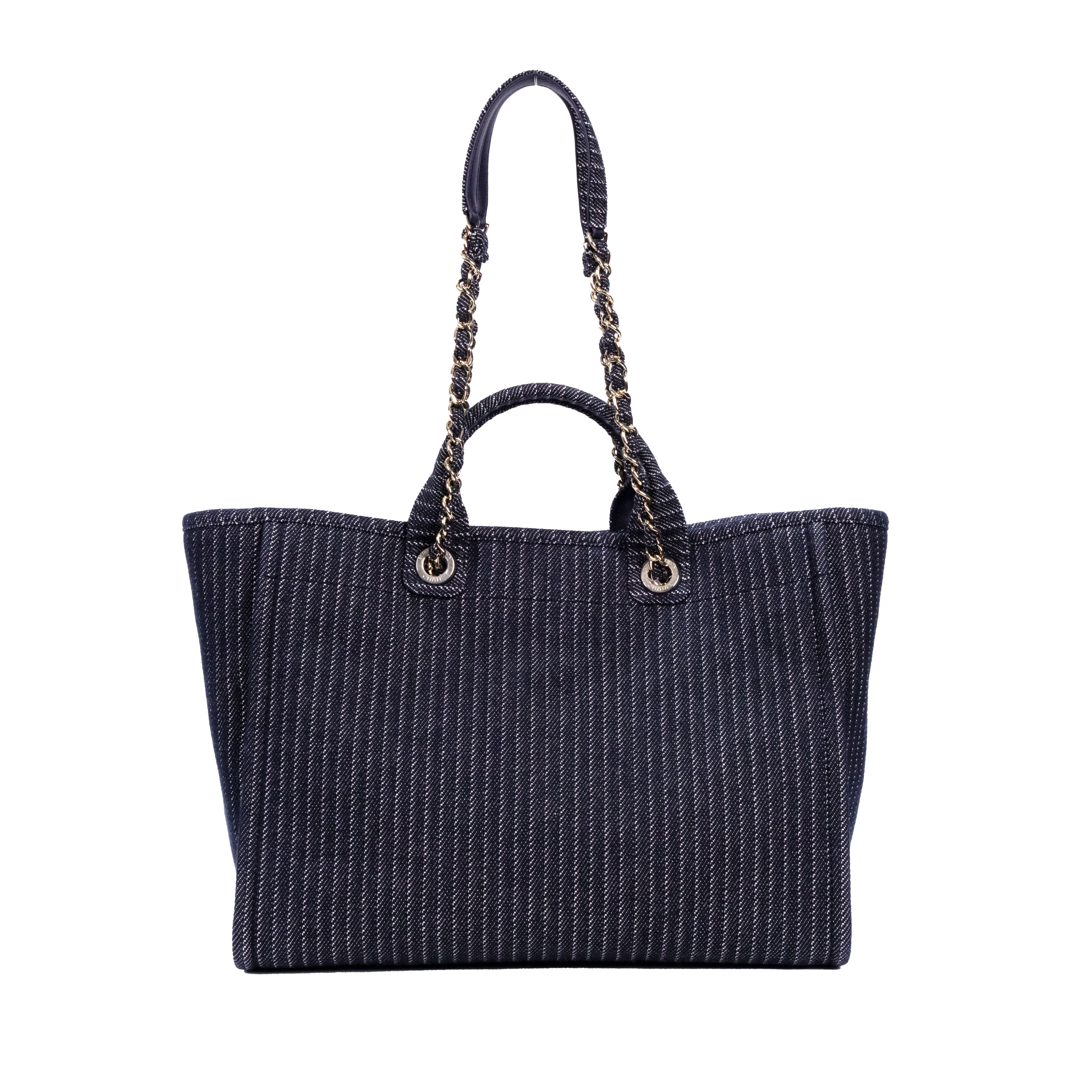 香奈兒 CHANEL DEAUVILLE 沙灘 托特包  晶片款 24A 深藍立體Deauville SHOPPING TOTE 防塵袋/內袋