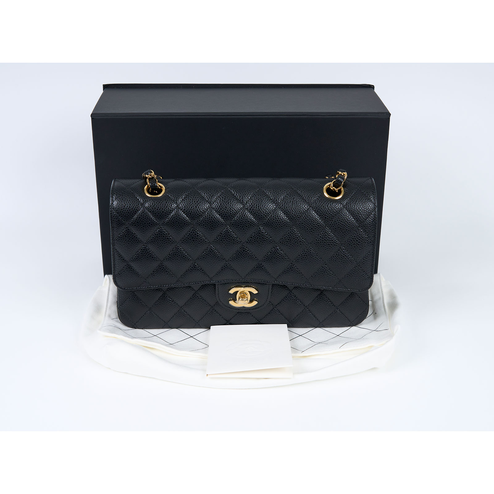 香奈兒 CHANEL CF 經典 口蓋包 A01112 晶片款 黑金荔枝牛CF25 原廠盒子/防塵袋/購買證明