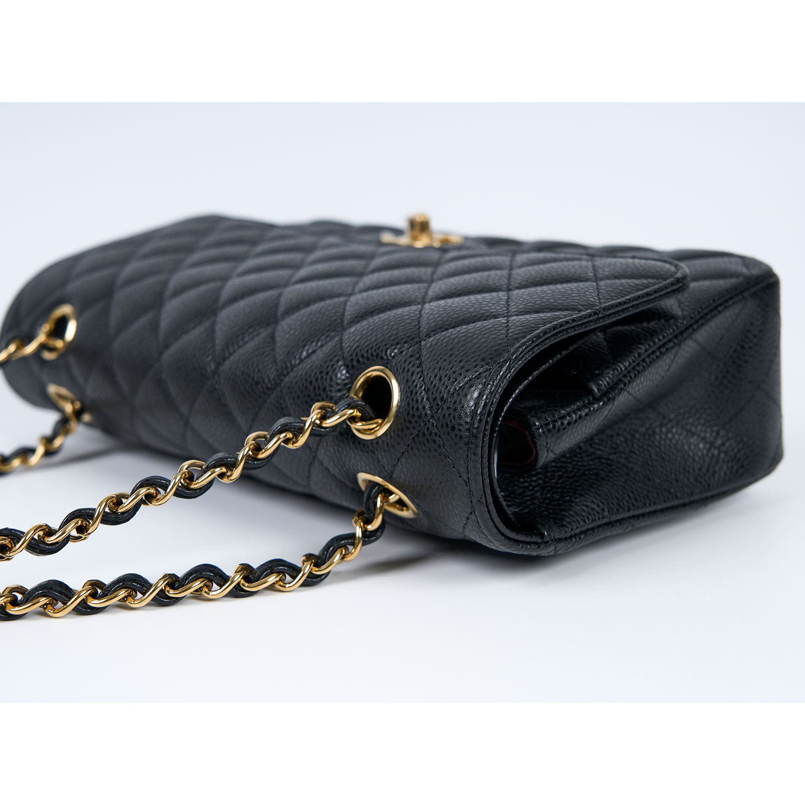 香奈兒 CHANEL CF 經典 口蓋包 A01112 晶片款 黑金荔枝牛CF25 原廠盒子/防塵袋/購買證明