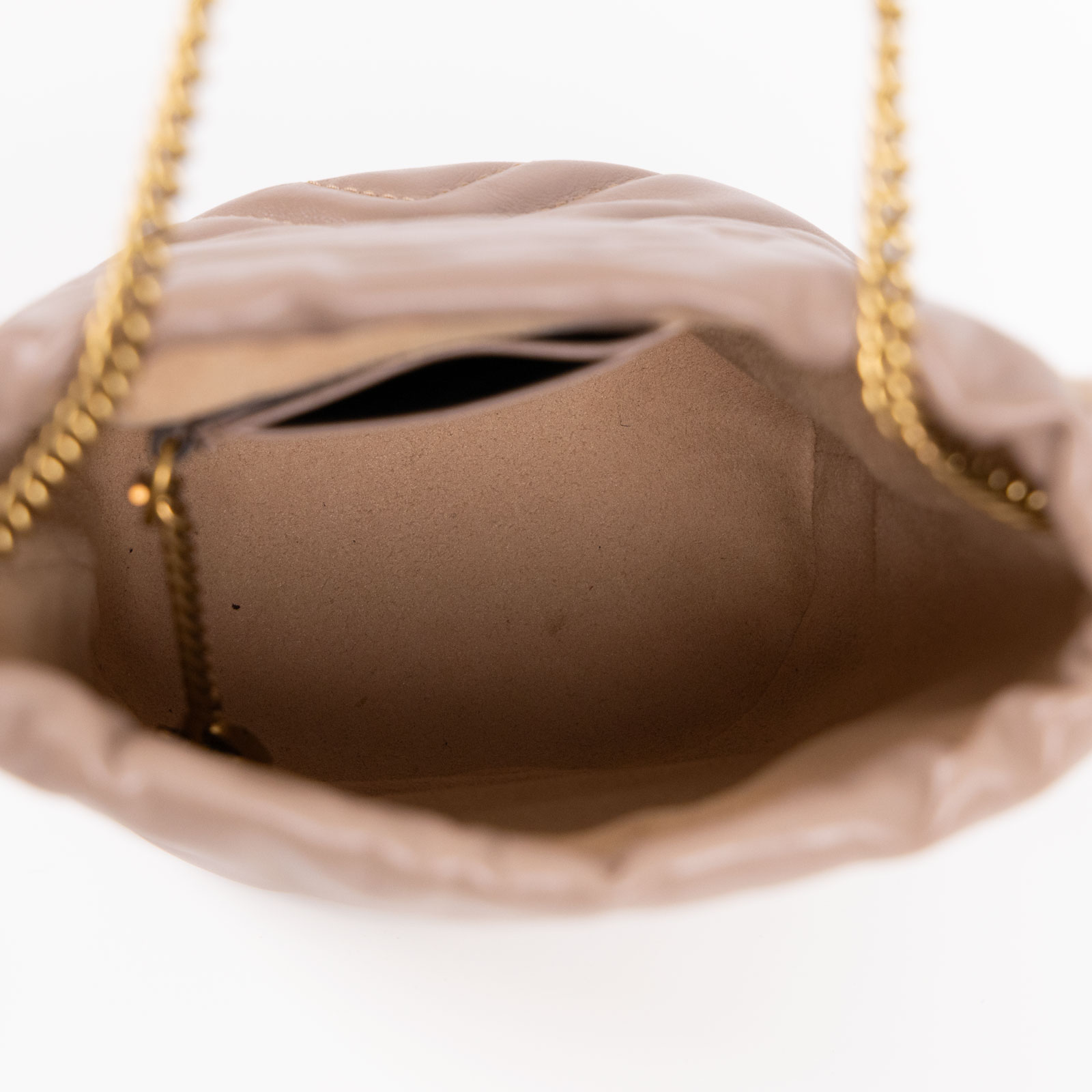 古馳 GUCCI Marmont 小牛皮 迷你 斜背 水筒包 575163 藕粉MARMONT水桶包 原廠盒子/防塵袋/背帶