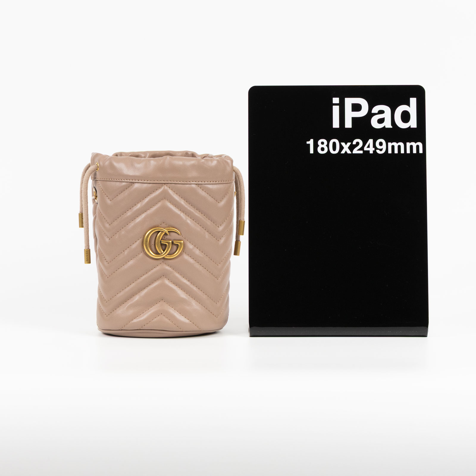 古馳 GUCCI Marmont 小牛皮 迷你 斜背 水筒包 575163 藕粉MARMONT水桶包 原廠盒子/防塵袋/背帶