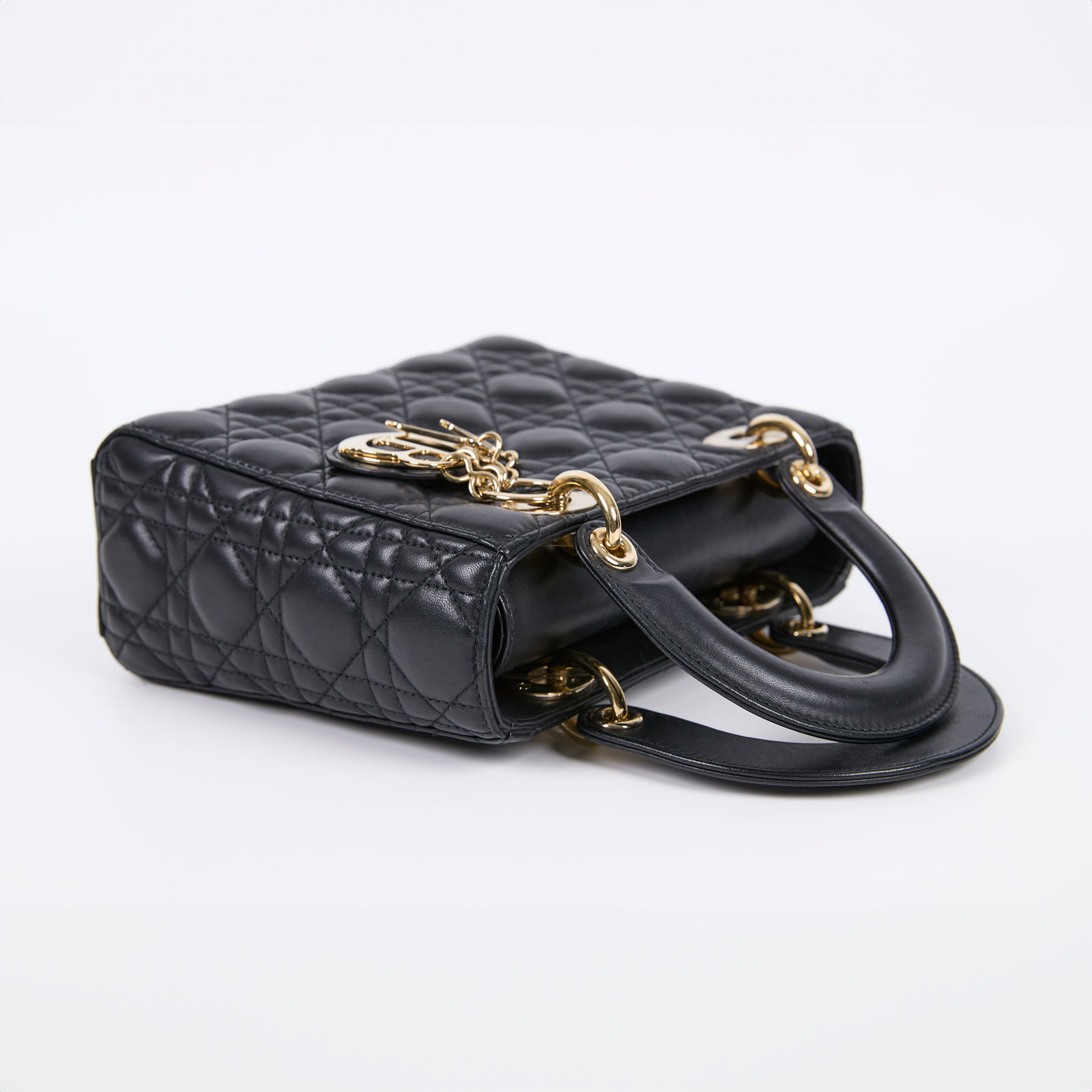 迪奧 CHRISTIAN DIOR Lady Dior My ABCDior 小型 肩背 手提包  黑金LADY DIOR 4X5 無附屬品