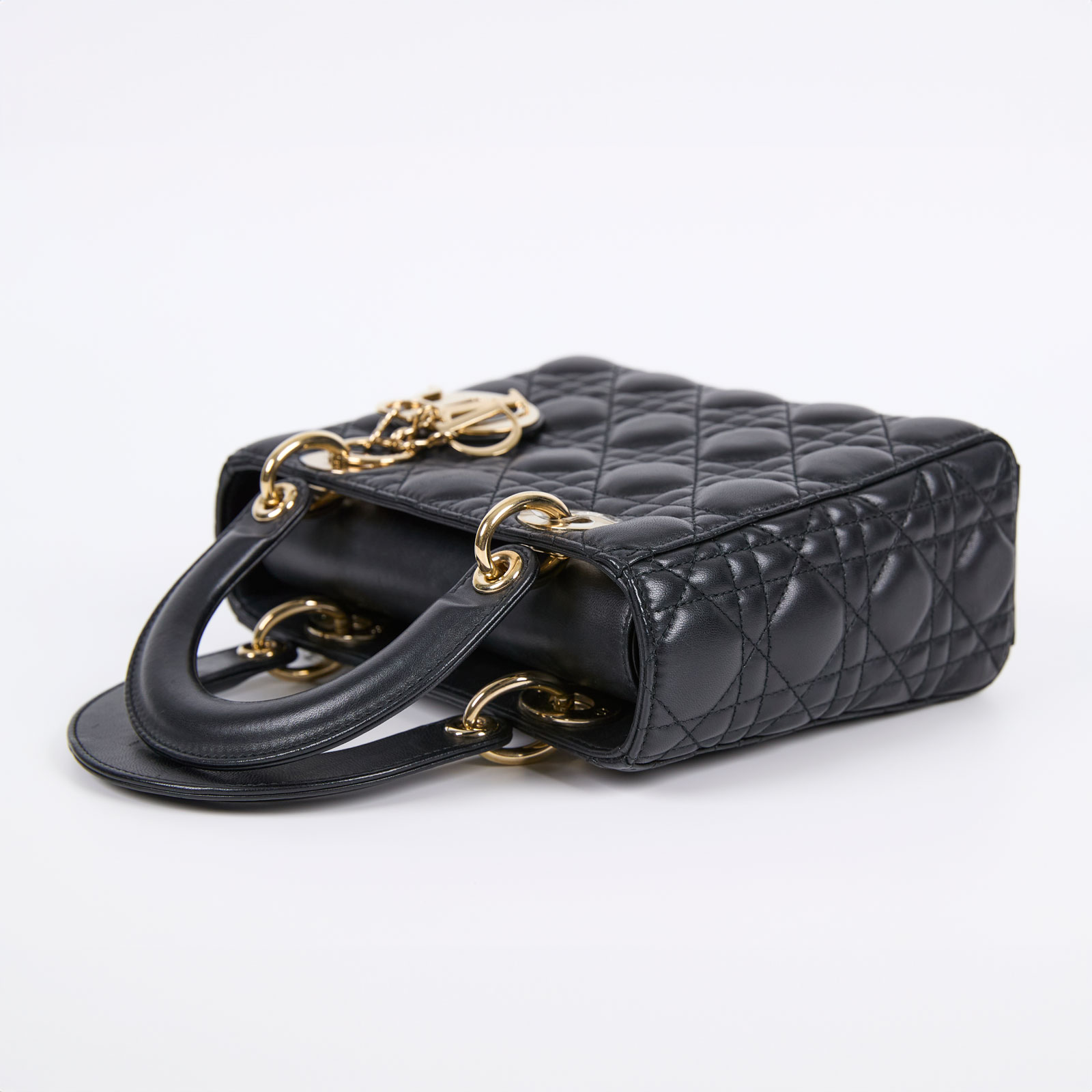 迪奧 CHRISTIAN DIOR Lady Dior My ABCDior 小型 肩背 手提包  黑金LADY DIOR 4X5 無附屬品
